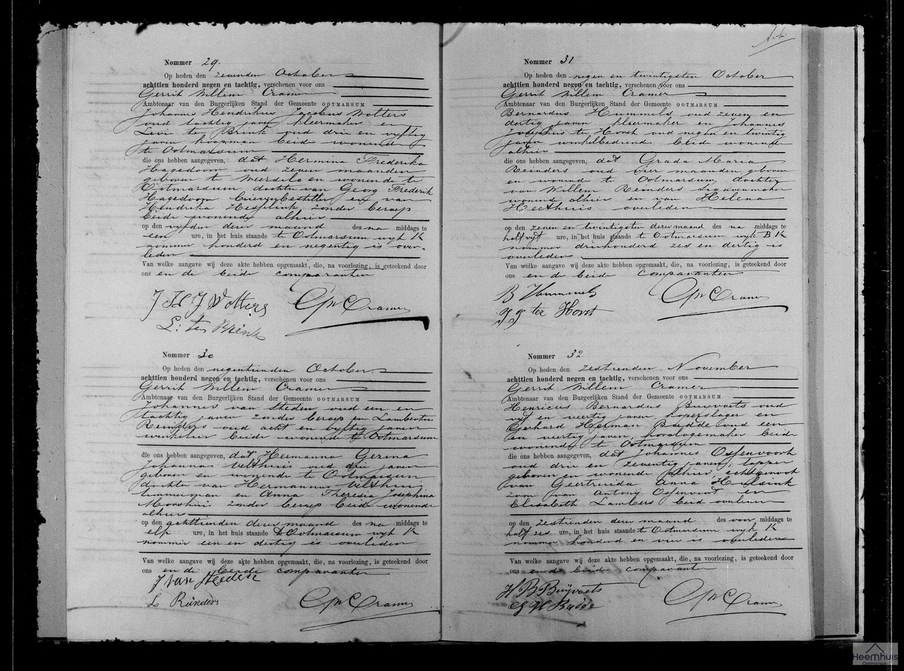 Overlijdensakte van Hermina Frederika Hagedoorn