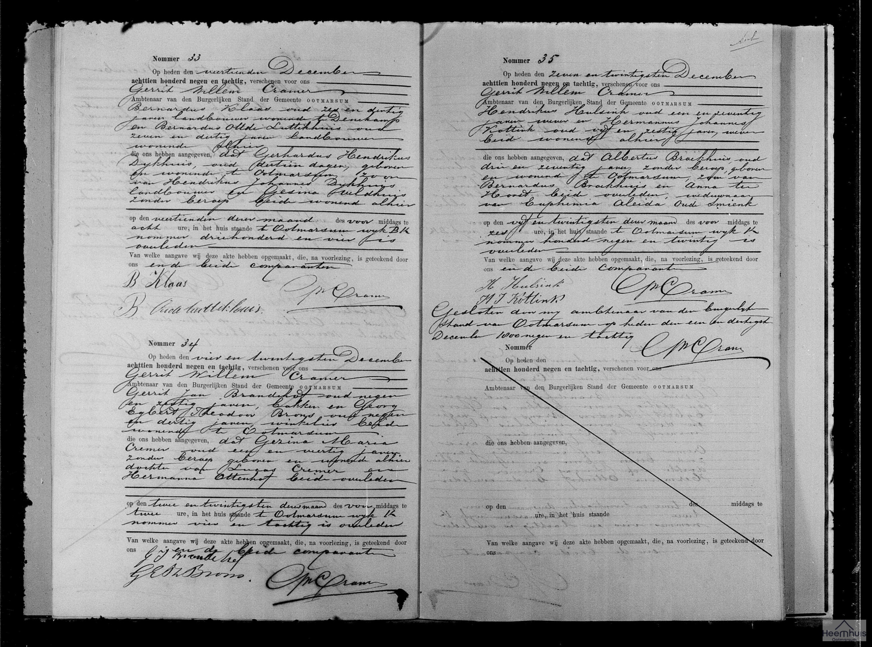 Overlijdensakte van Gezina Maria Cremer