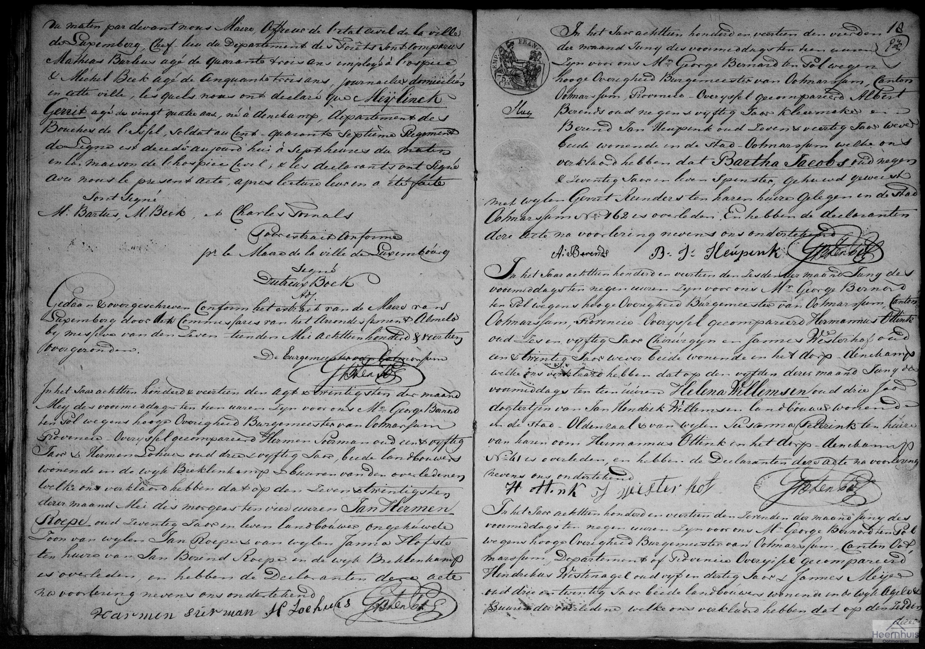 Overlijdensakte van Gerrit Meijlinck
