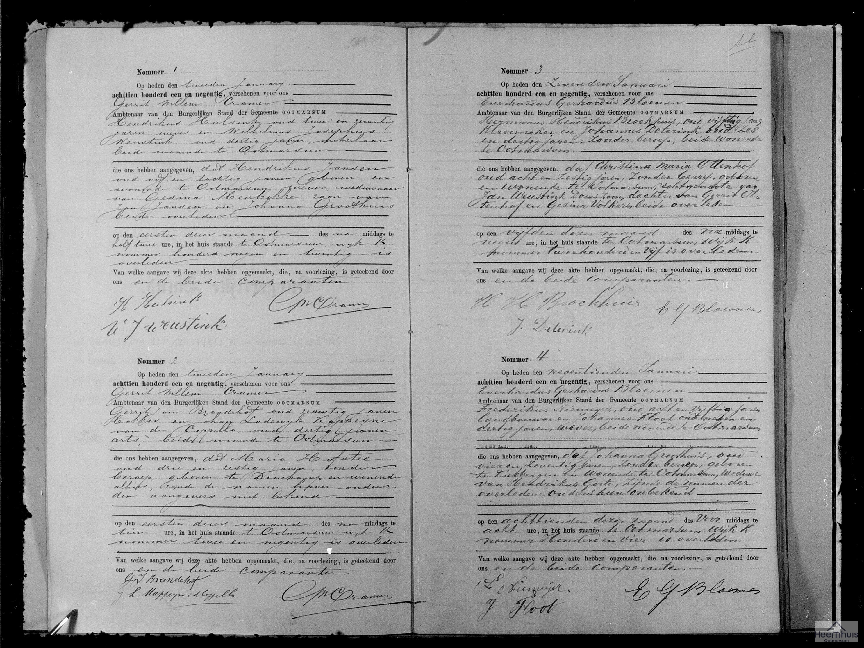 Overlijdensakte van Hendrikus Jansen