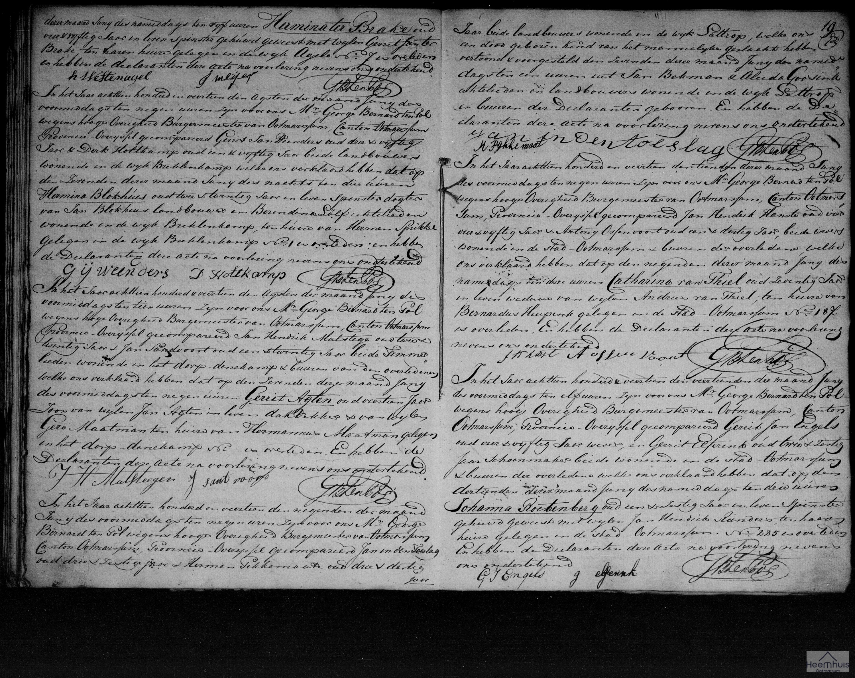 Overlijdensakte van Hermina ter Brake