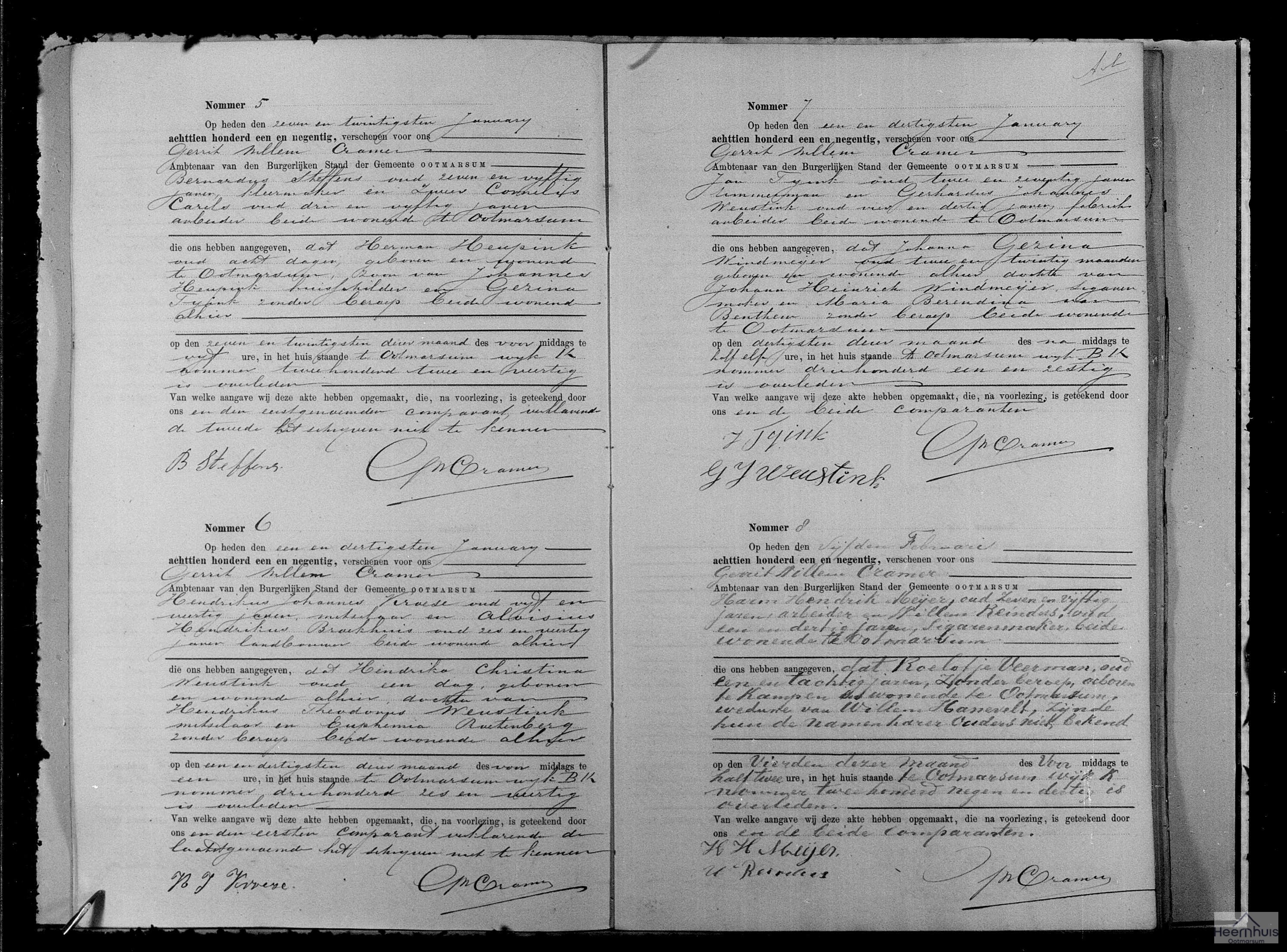 Overlijdensakte van Herman Heupink