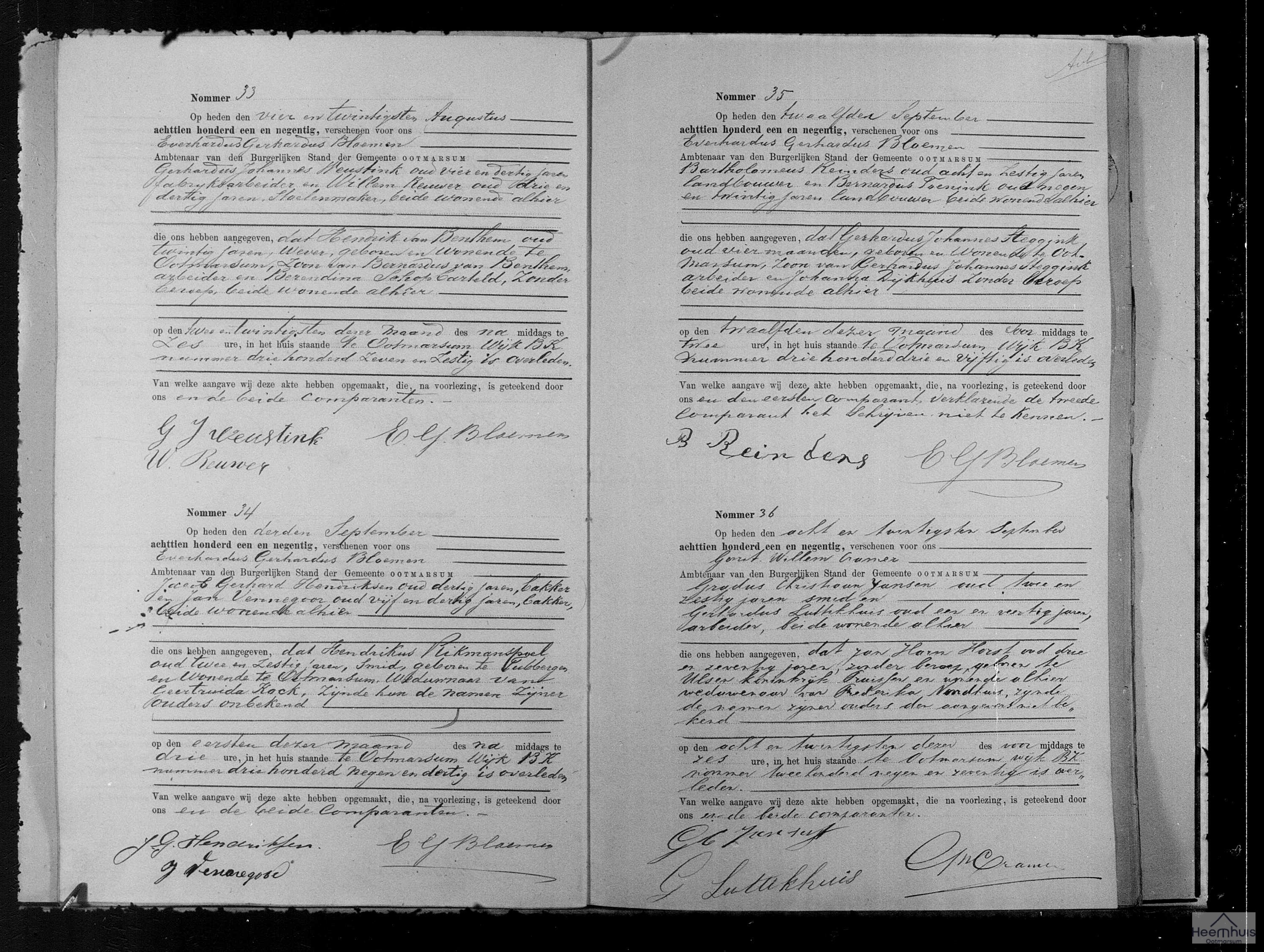 Overlijdensakte van Gerhardus Johannes Steggink Overlijdensakte van Gerhardus Johannes Steggink