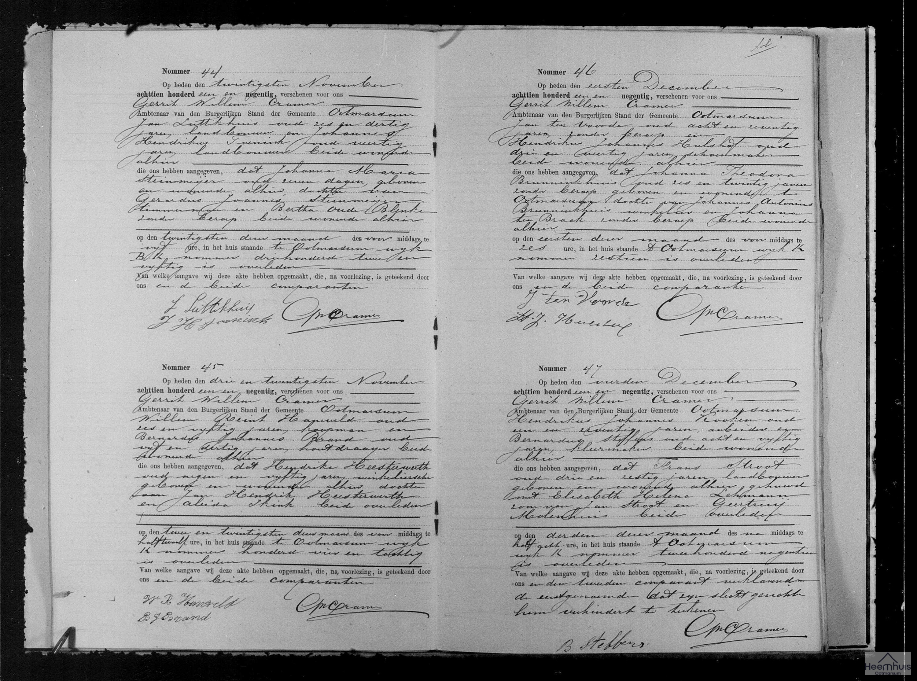 Overlijdensakte van Johanna Theodora Brunninkhuis