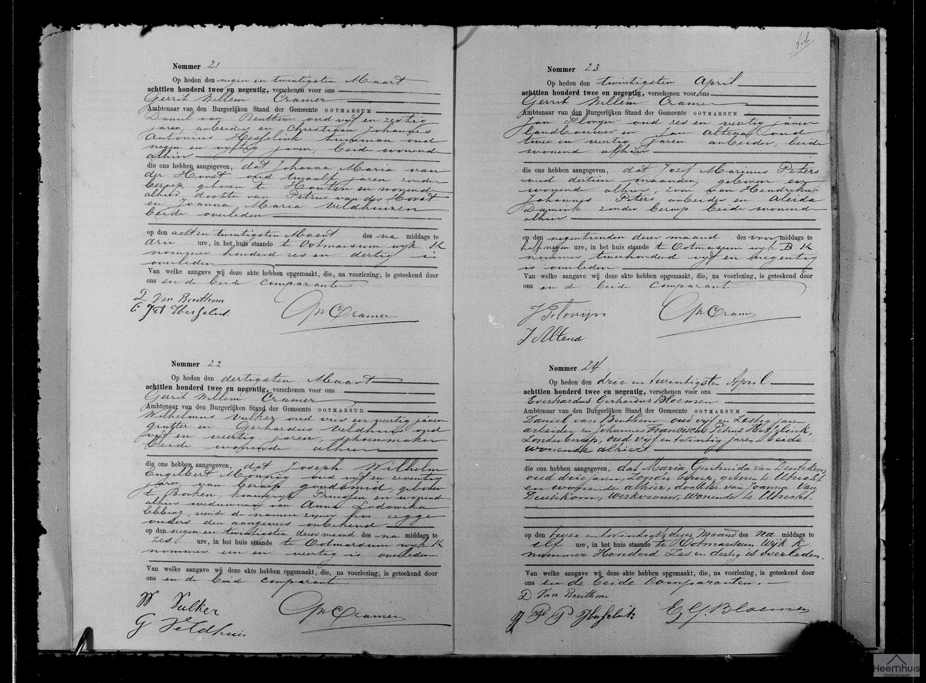 Overlijdensakte van Joseph Wilhelm Engelbert Mönnig