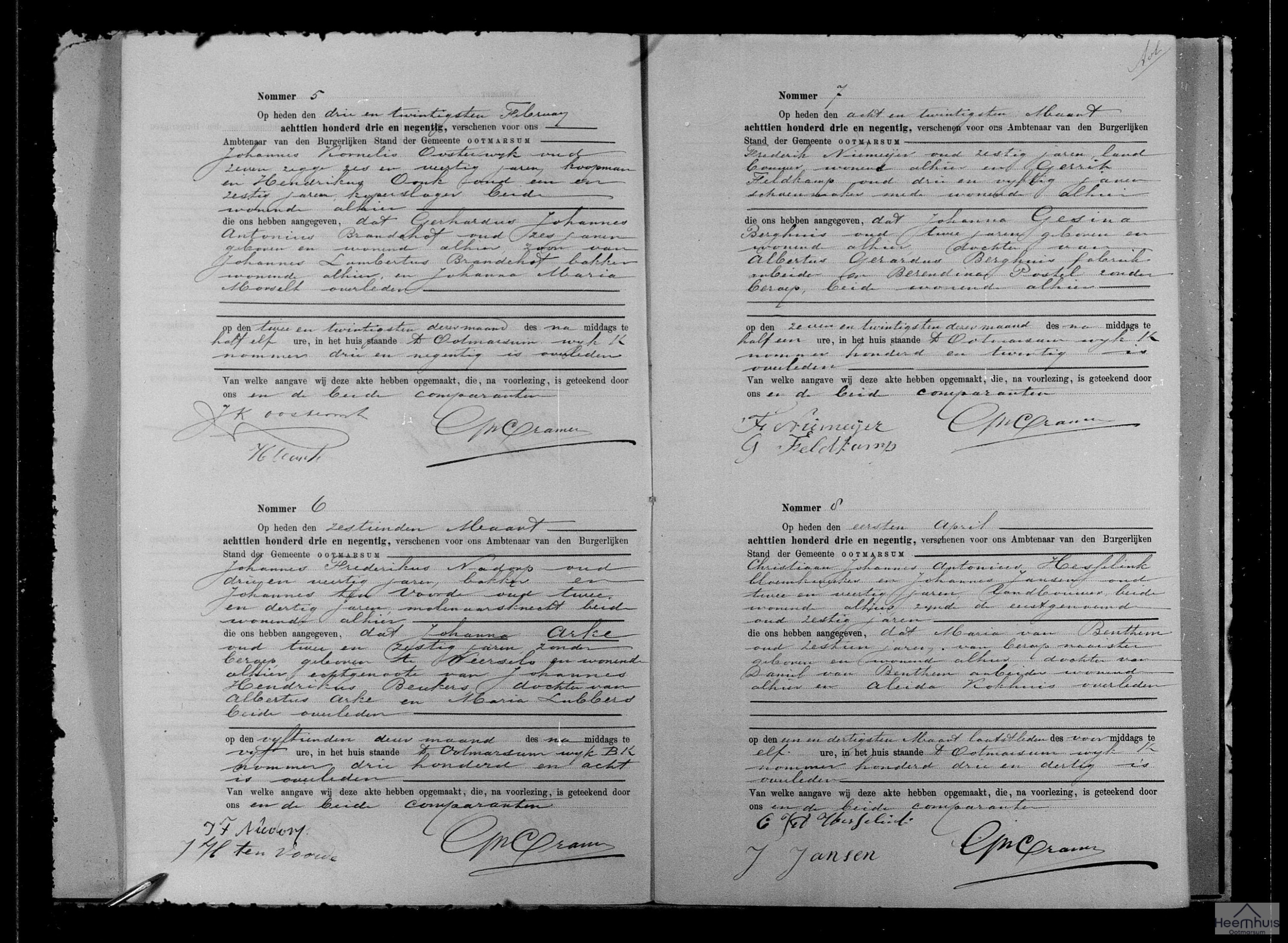 Overlijdensakte van Gerhardus Johannes Antonius Brandehof