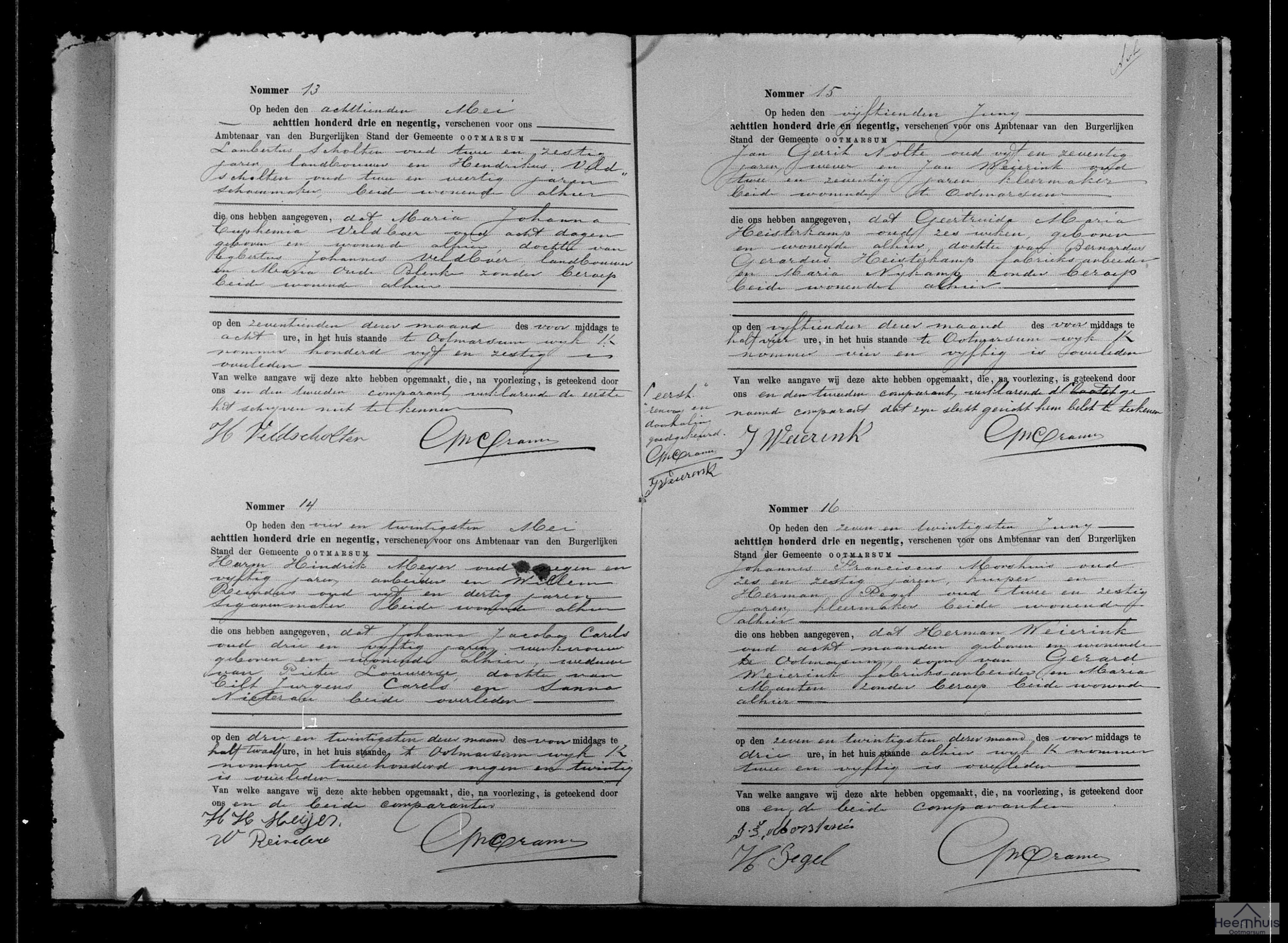 Overlijdensakte van Johanna Jacoba Carels