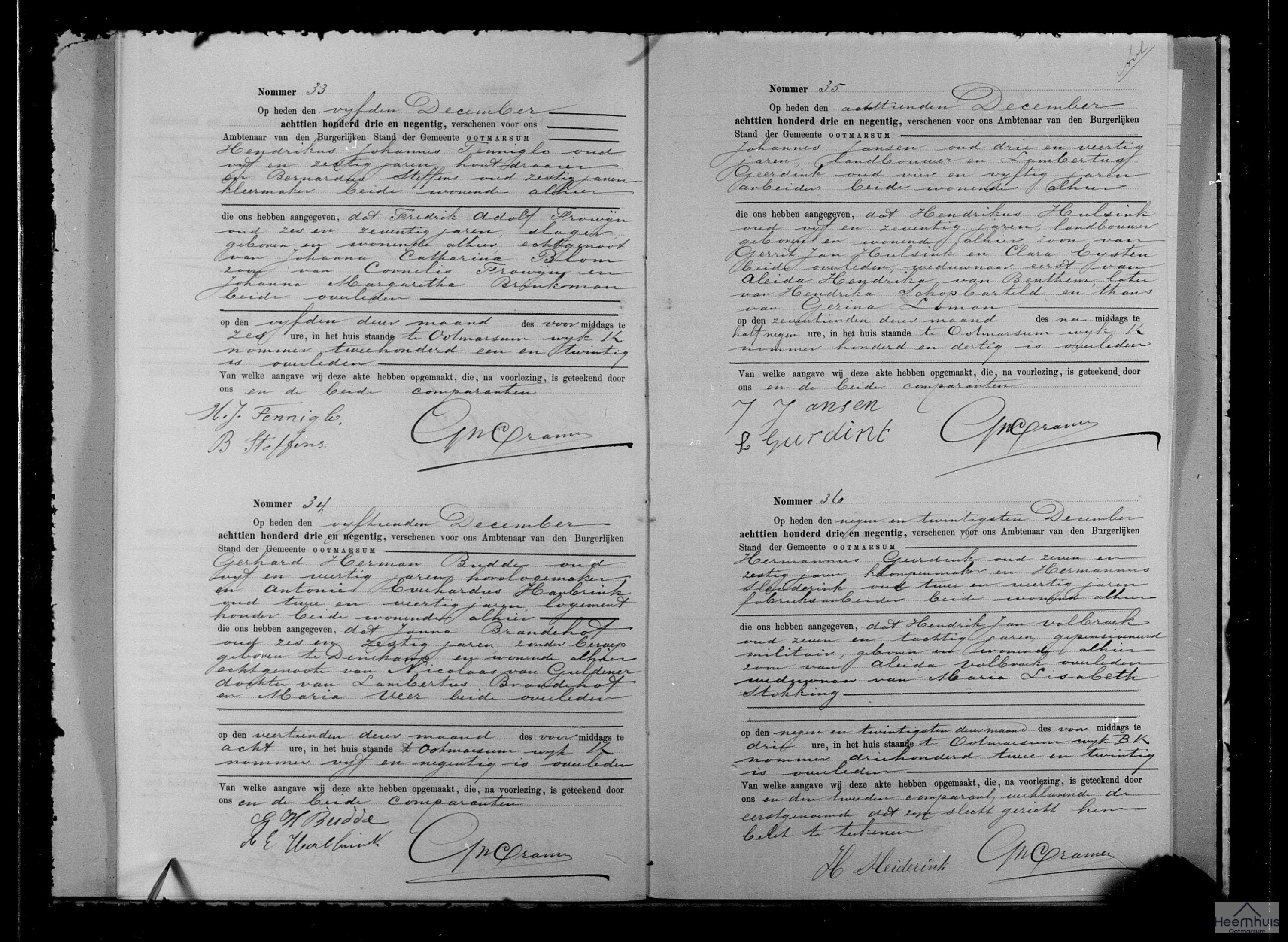 Overlijdensakte van Fredrik Adolf Frowijn Overlijdensakte van Fredrik Adolf Frowijn