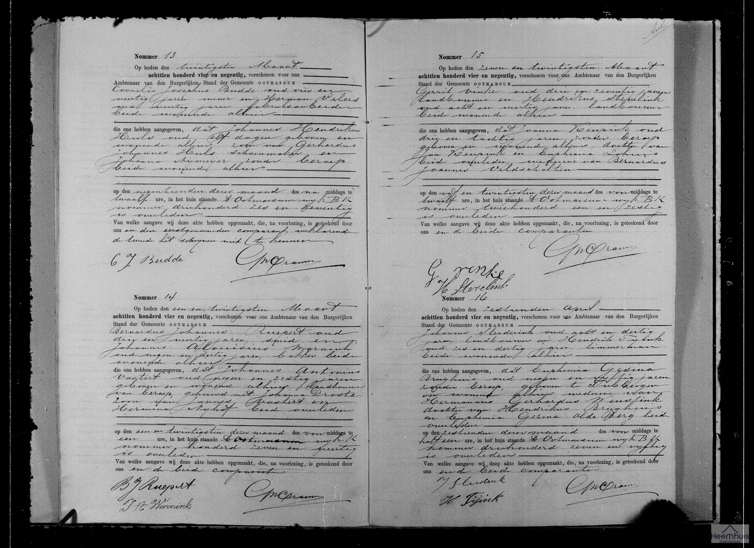 Overlijdensakte van Euphemia Gesina Brughuis Overlijdensakte van Euphemia Gesina Brughuis