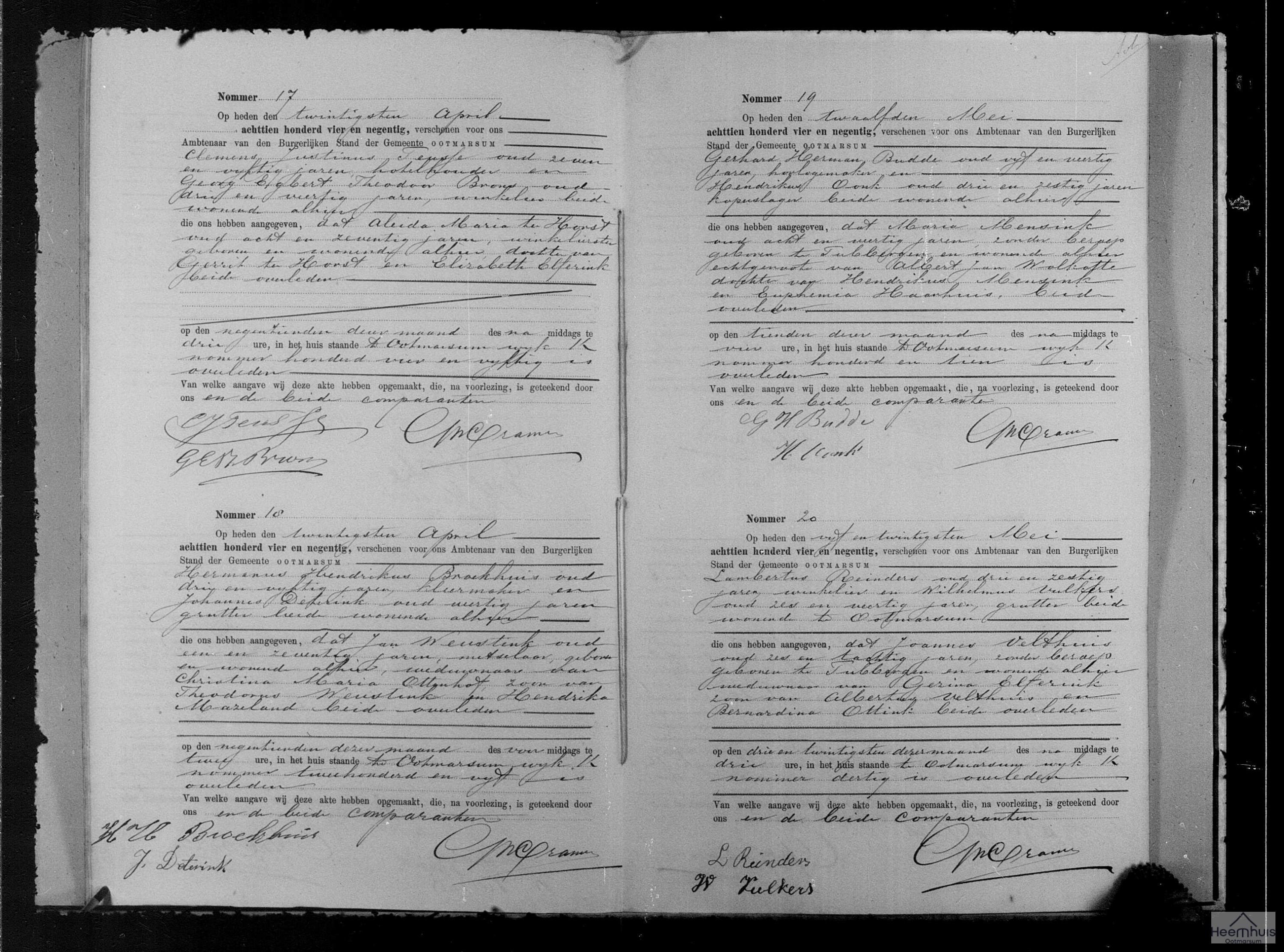 Overlijdensakte van Jan Weustink Overlijdensakte van Jan Weustink