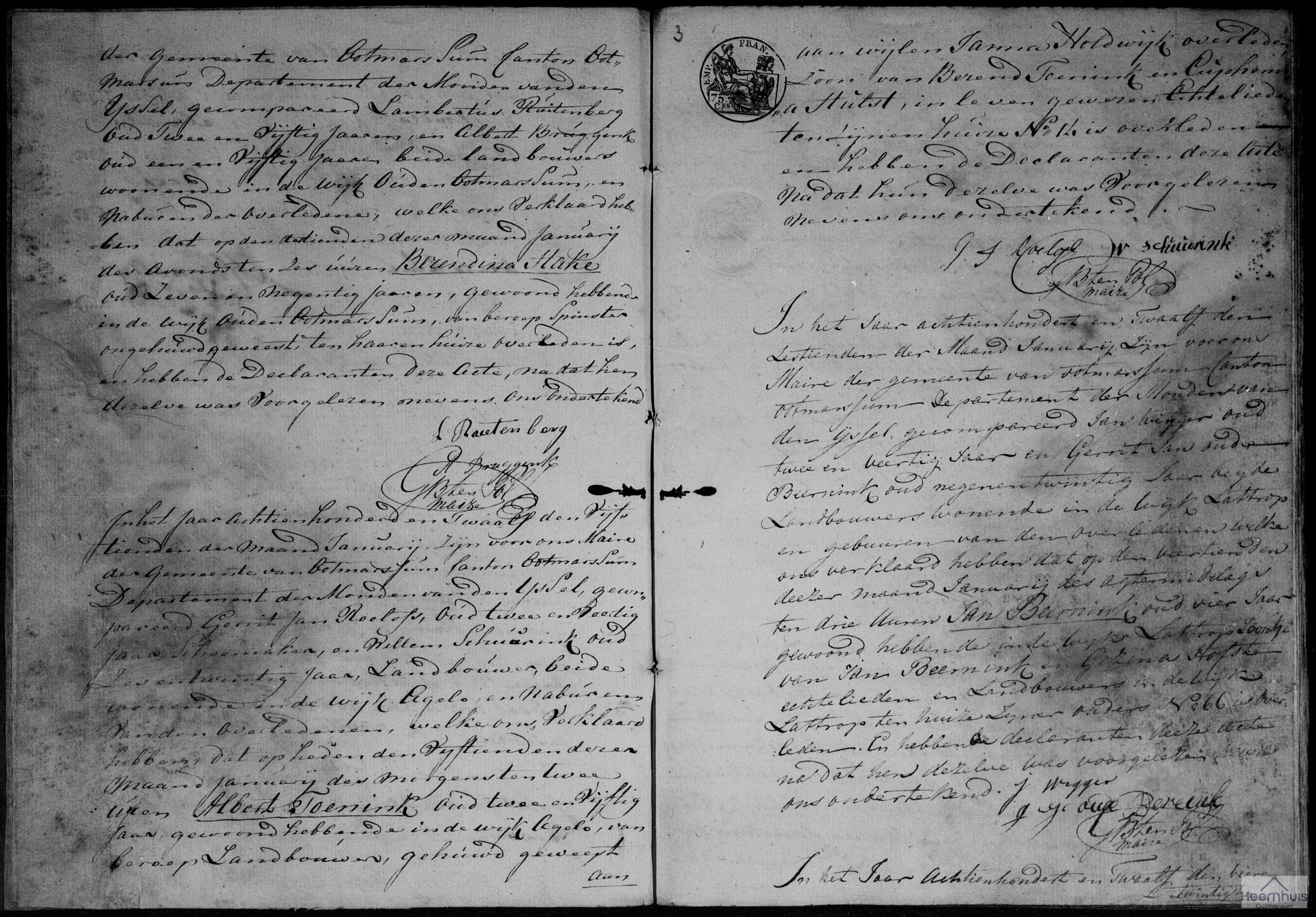 Overlijdensakte van Jan Beernink