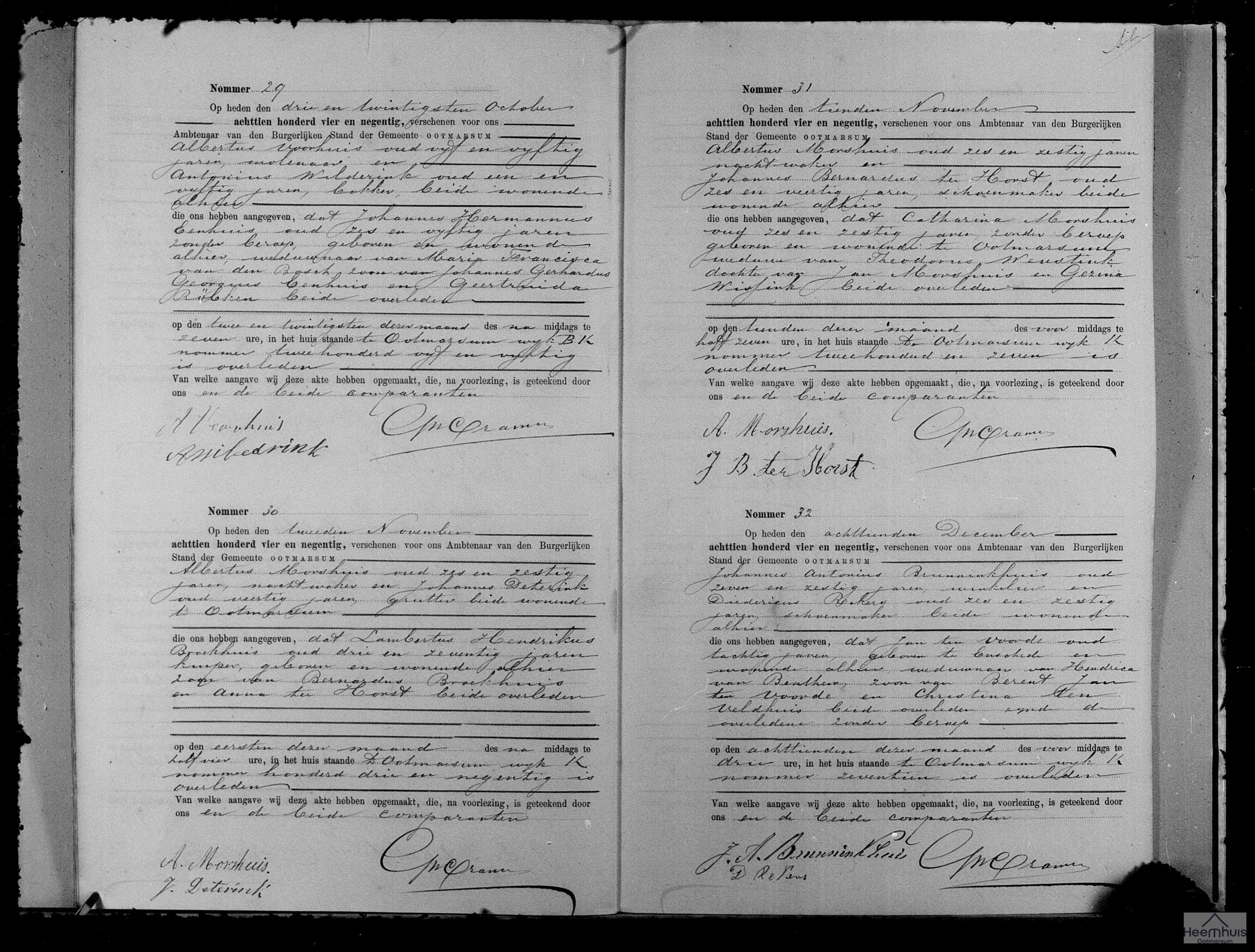 Overlijdensakte van Catharina Morshuis Overlijdensakte van Catharina Morshuis