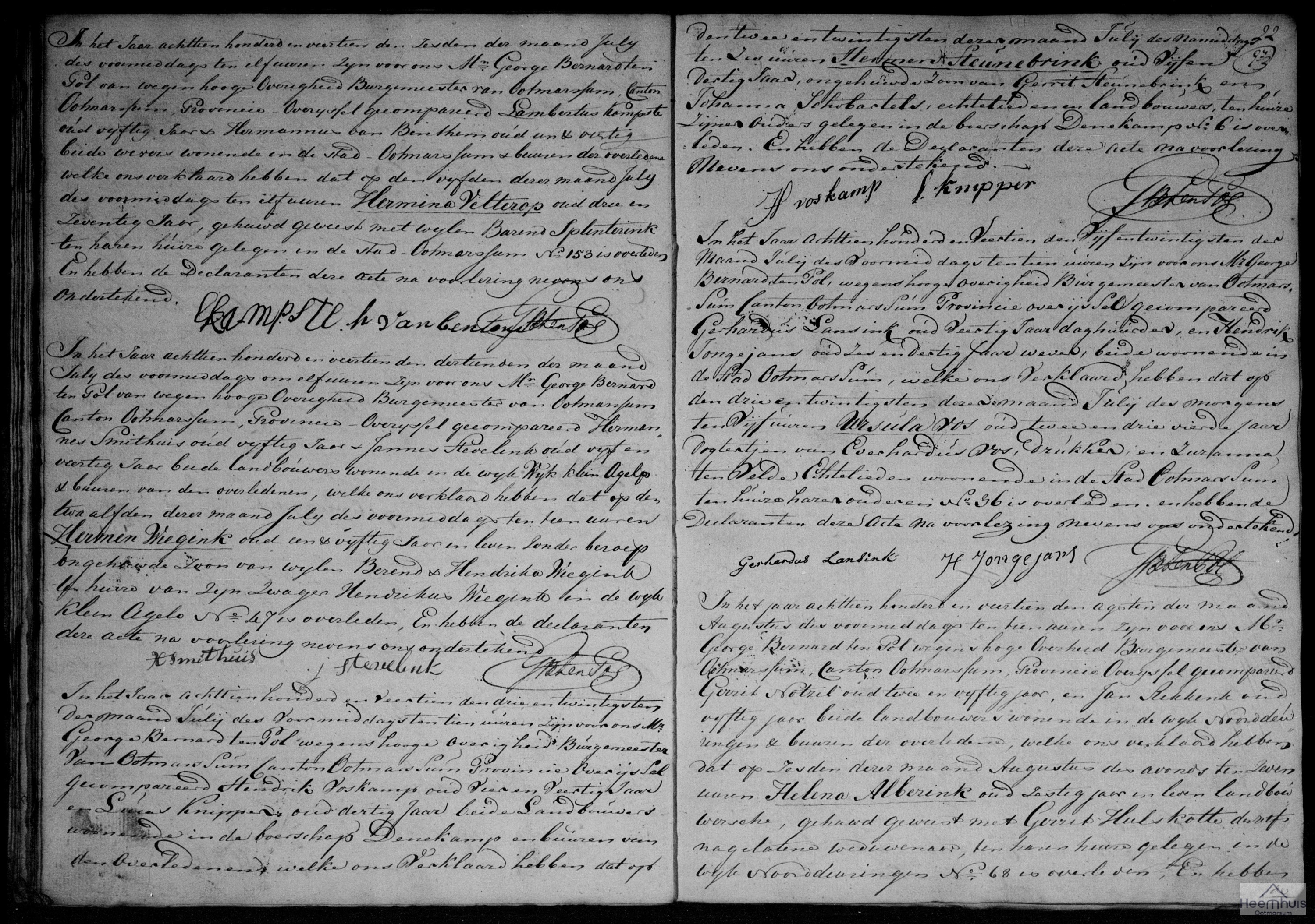 Overlijdensakte van Hermen Wiegink