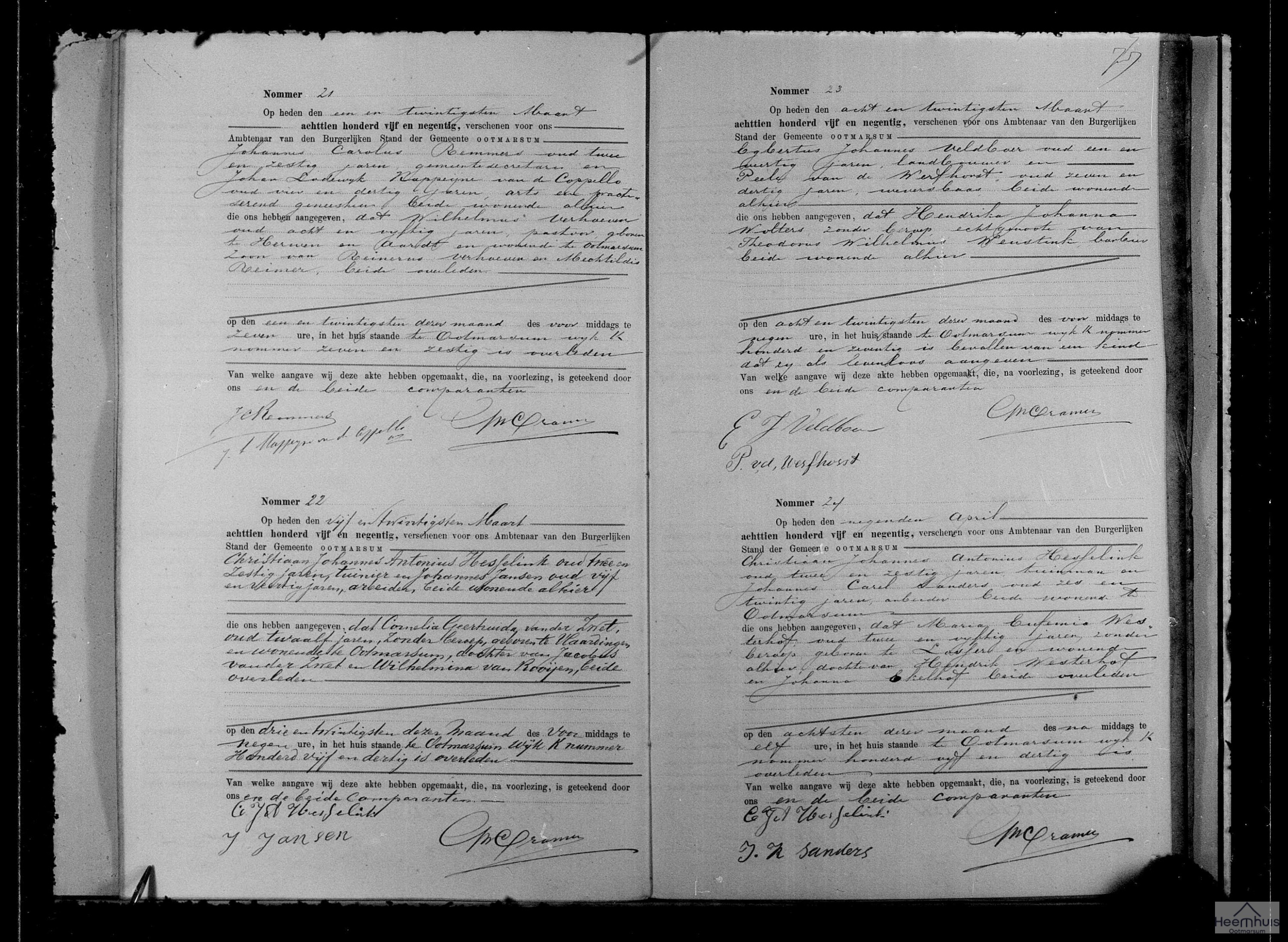 Overlijdensakte van Cornelia Geertruida van der Zwet Overlijdensakte van Cornelia Geertruida van der Zwet