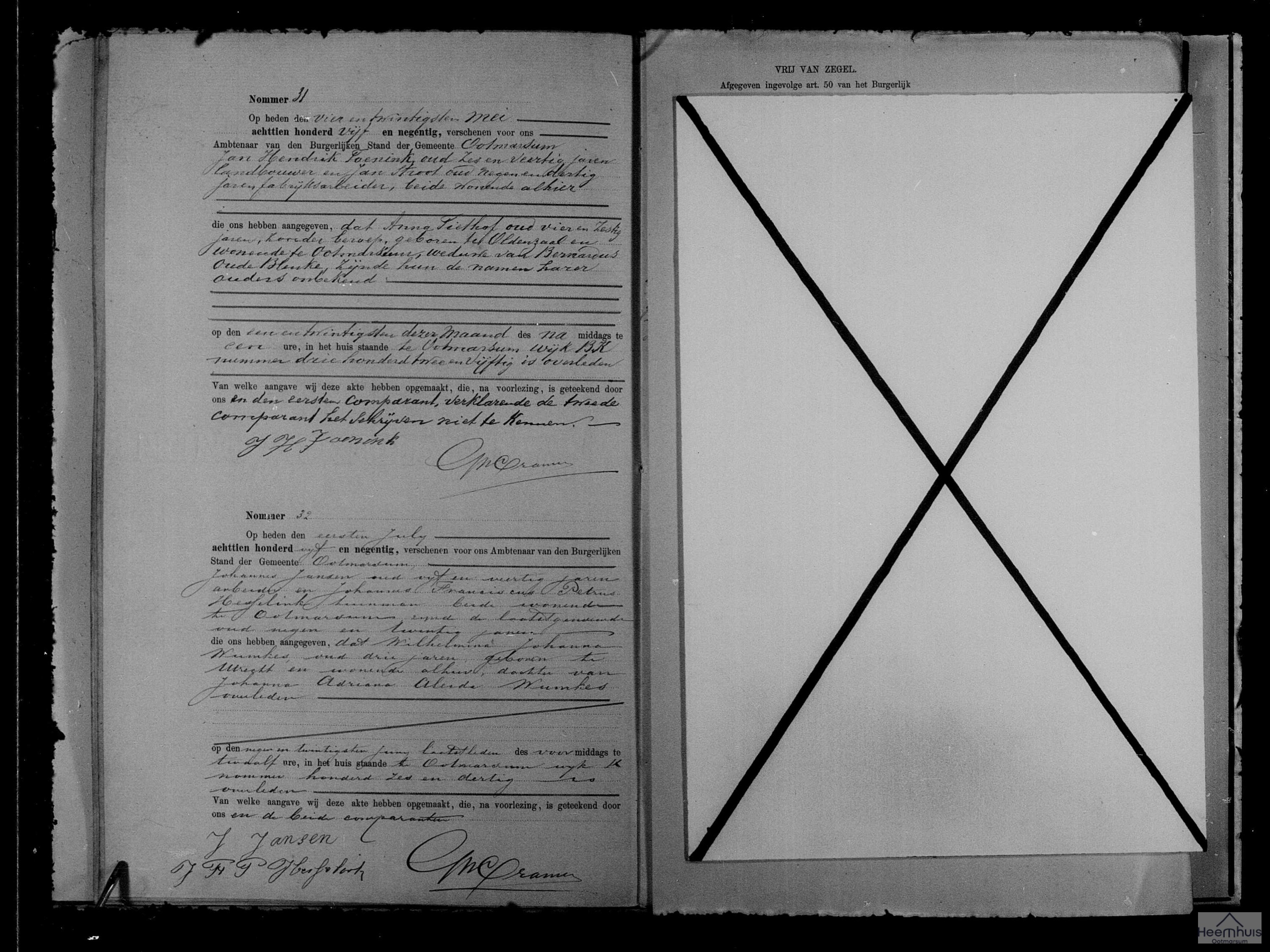 Overlijdensakte van Wilhelmina Johanna Wumkes