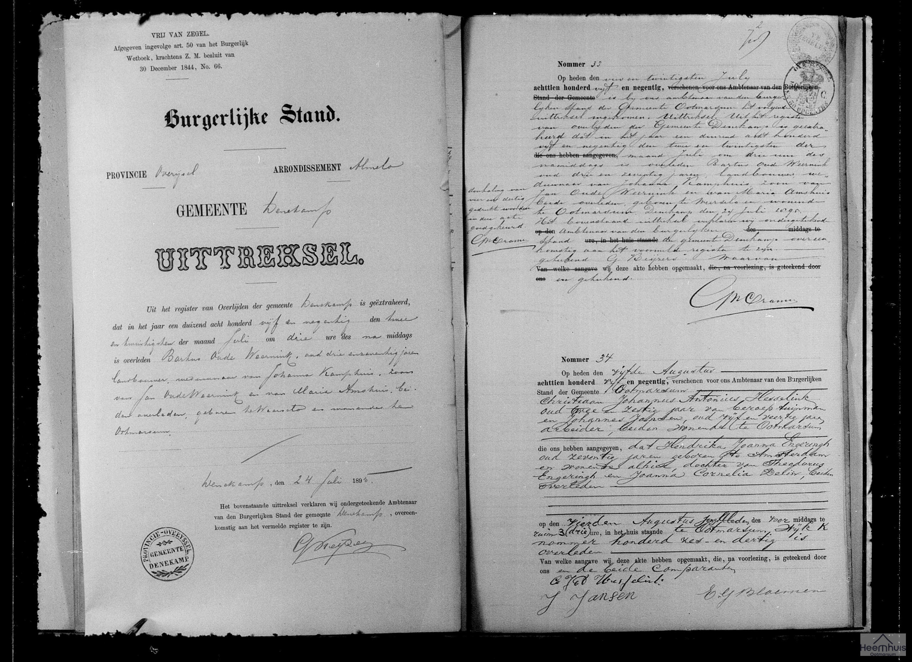 Overlijdensakte van Hendrika Joanna Engeringh Overlijdensakte van Hendrika Joanna Engeringh