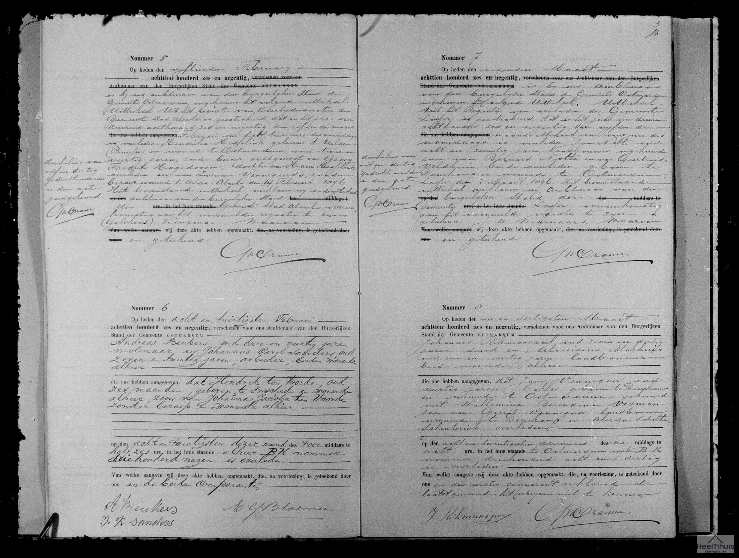 Overlijdensakte van Jan Vennegoor