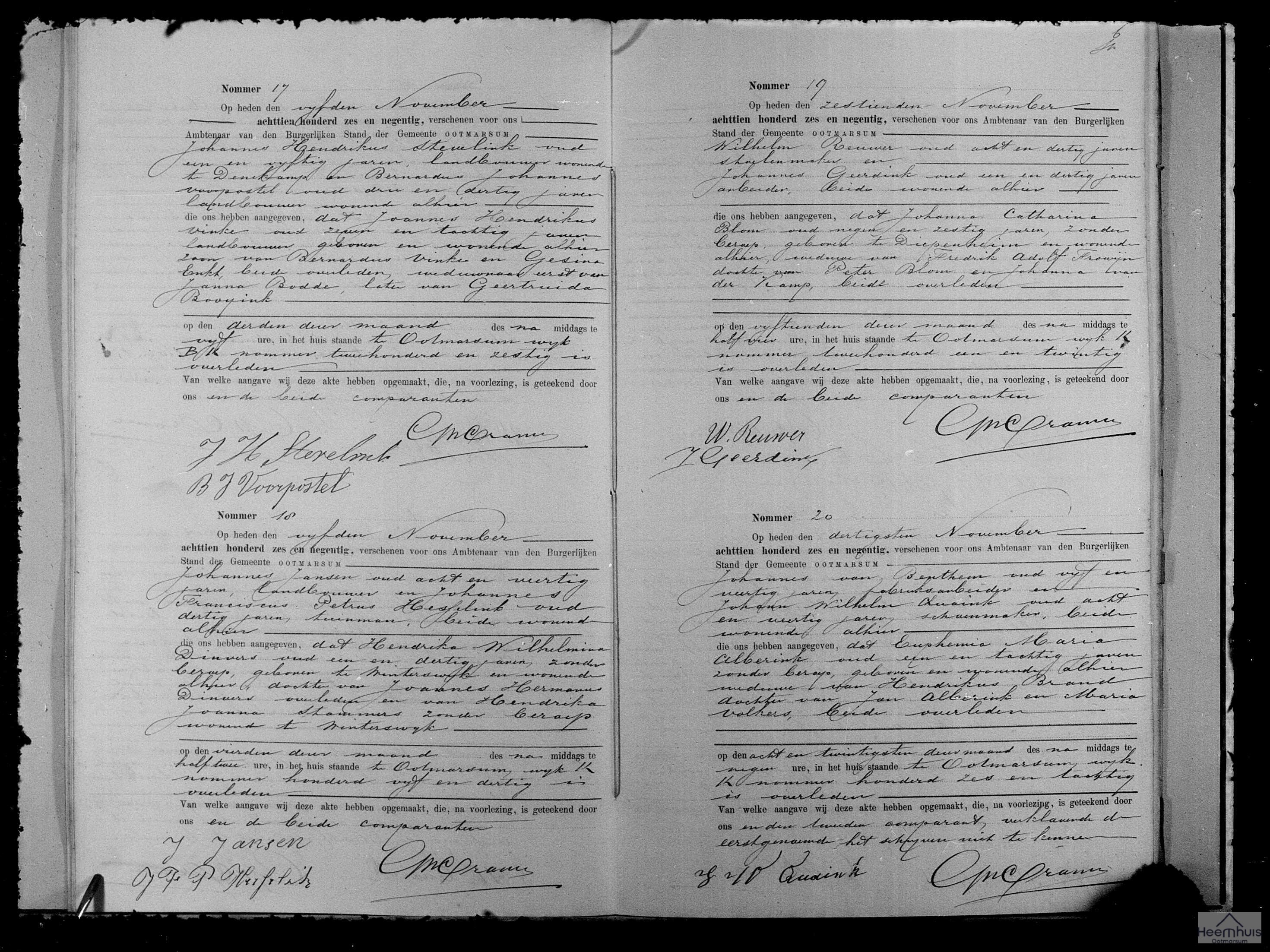 Overlijdensakte van Hendrika Wilhelmina Dinvers Overlijdensakte van Hendrika Wilhelmina Dinvers