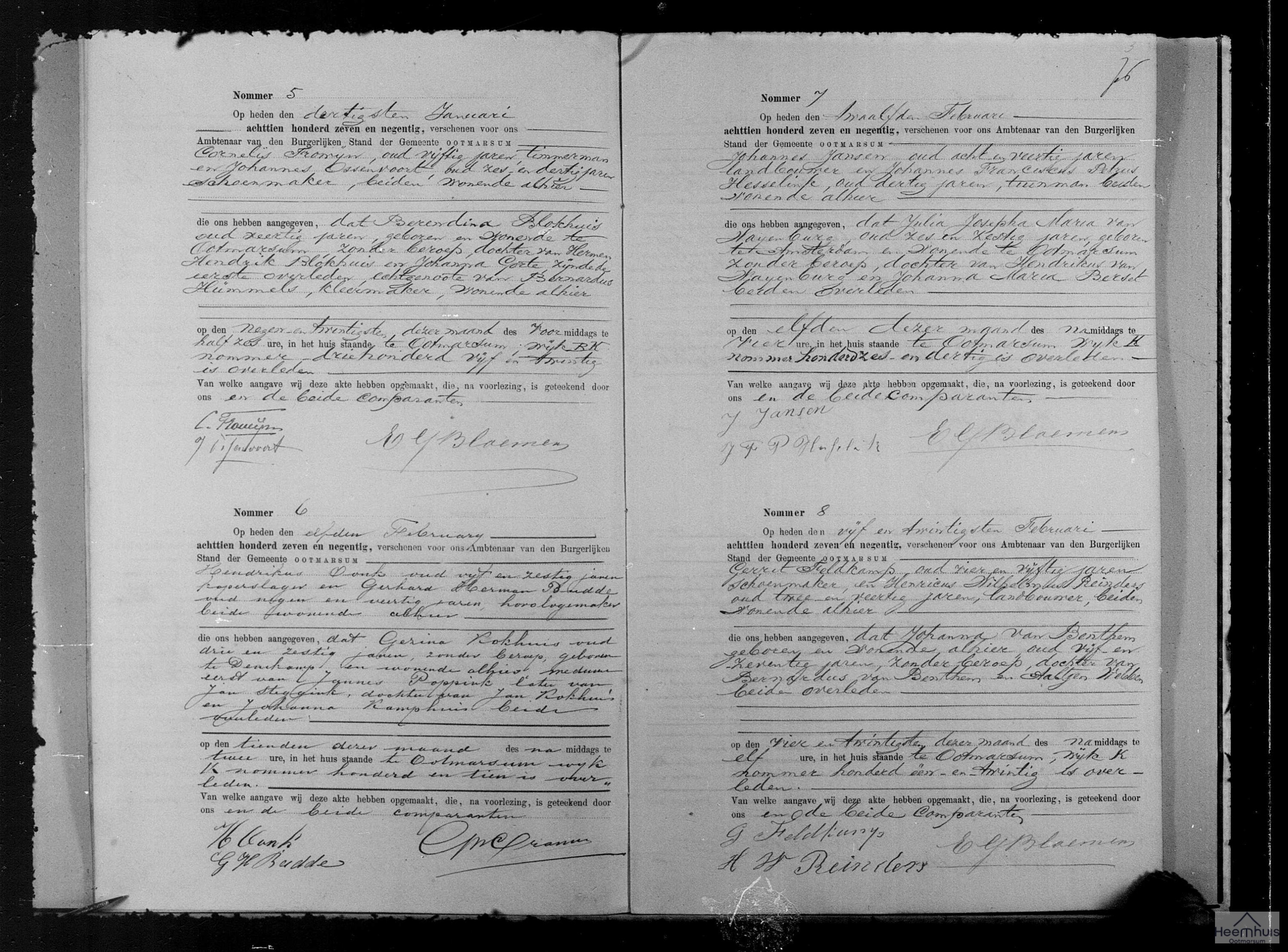 Overlijdensakte van Gezina Kokhuis Overlijdensakte van Gezina Kokhuis