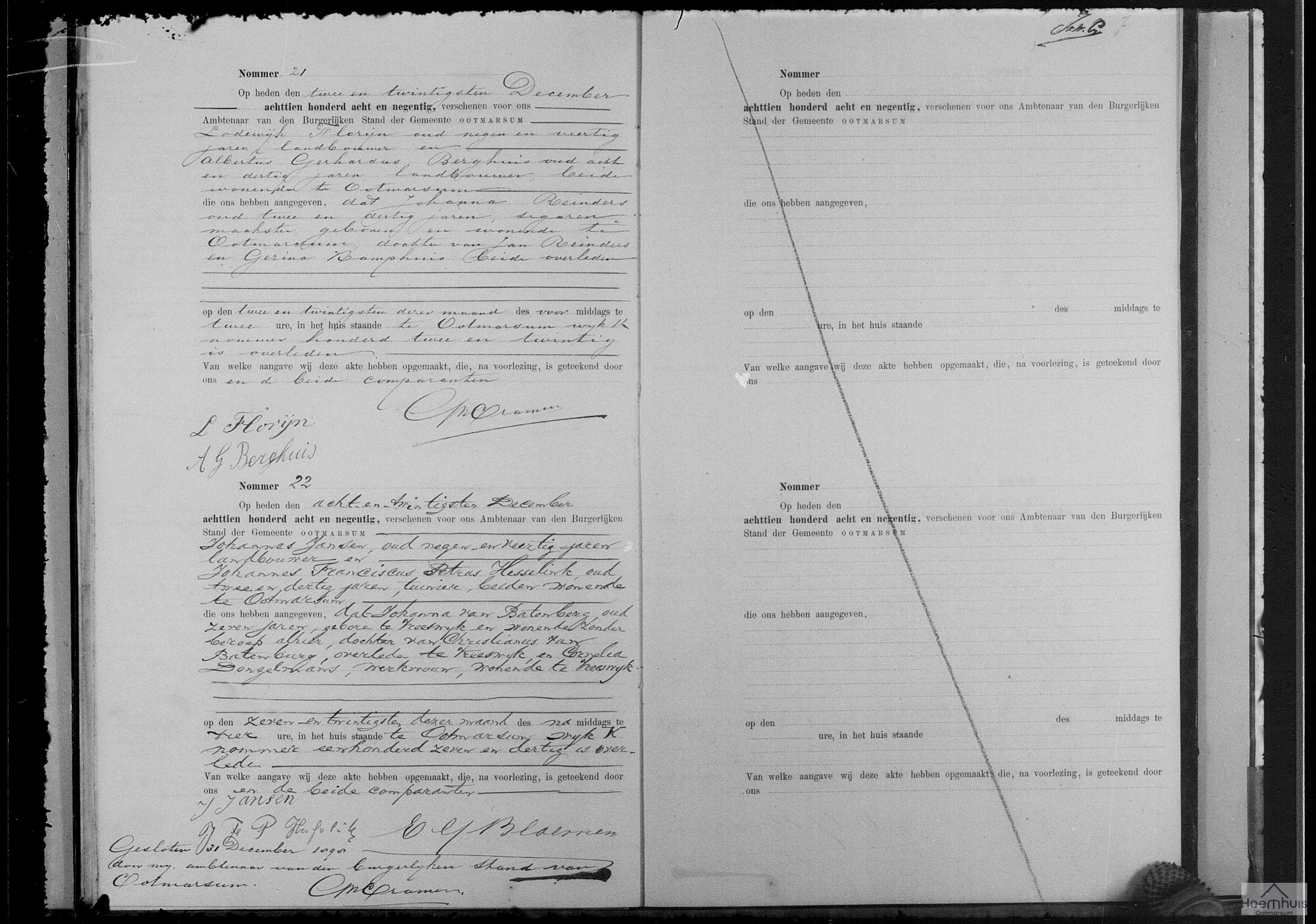 Overlijdensakte van Johanna van Batenberg