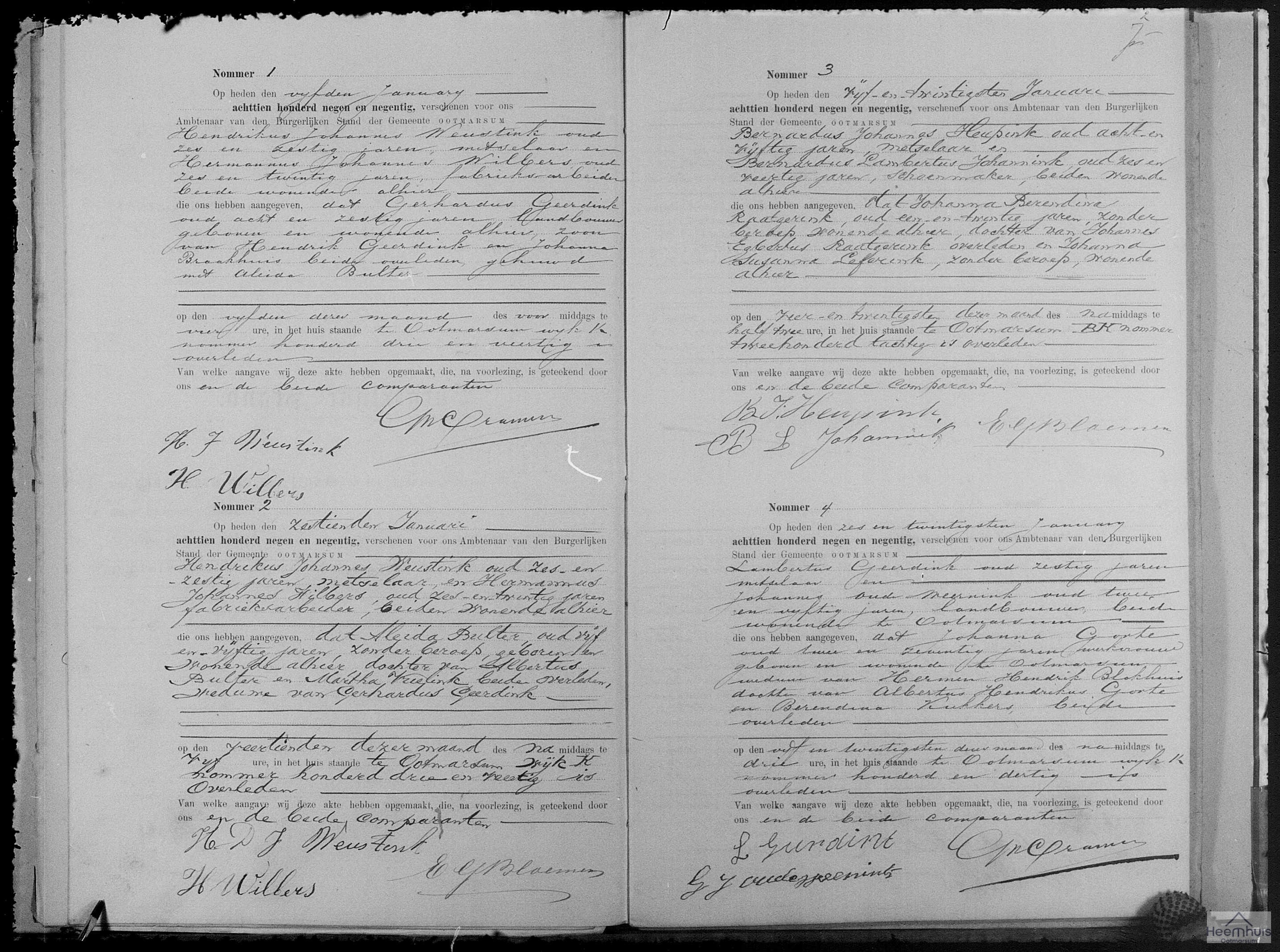 Overlijdensakte van Johanna Gorte