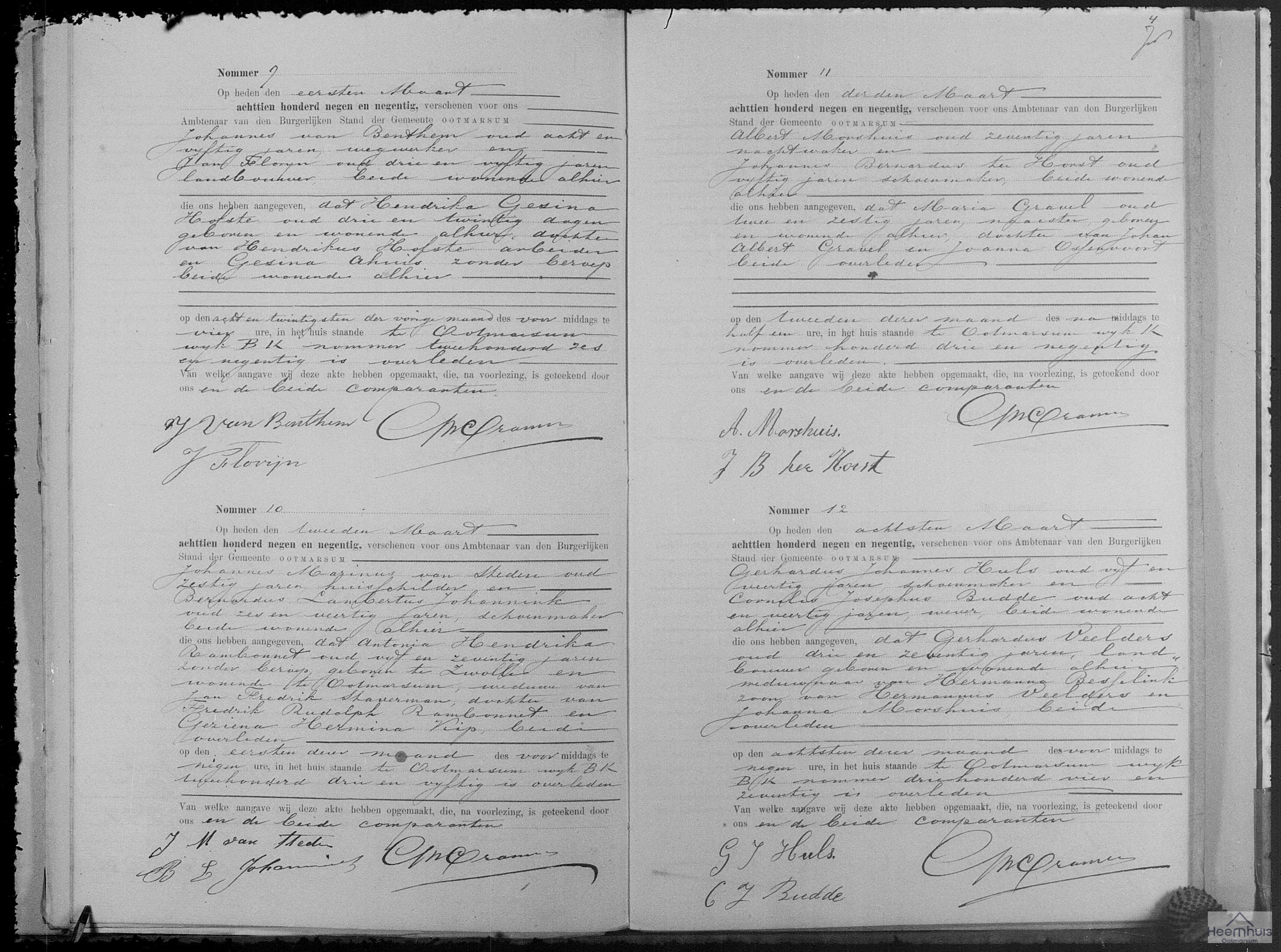 Overlijdensakte van Hendrika Gesina Hofste