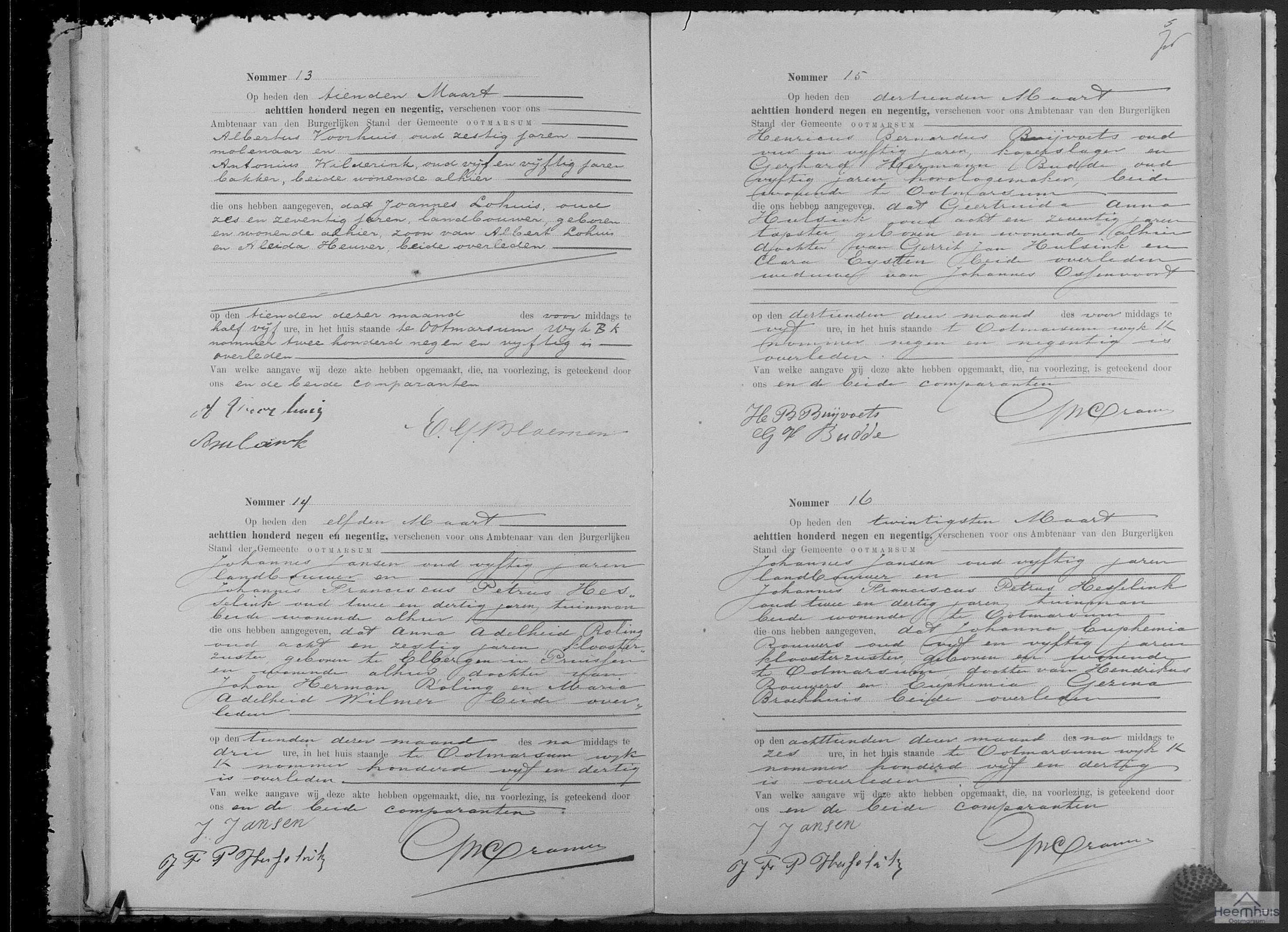 Overlijdensakte van Johanna Euphemia Rouwers