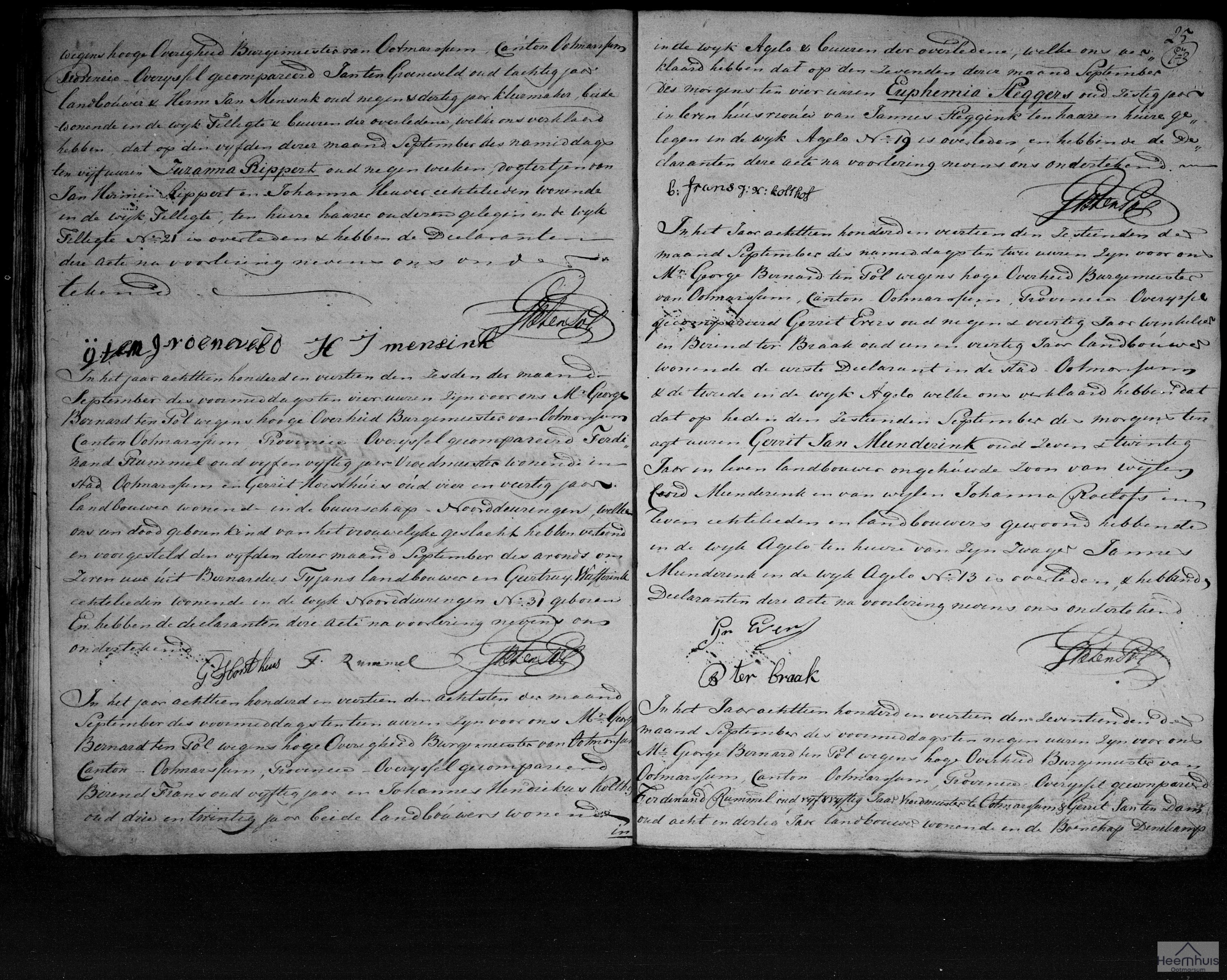 Overlijdensakte van Gerrit Jan Meenderink