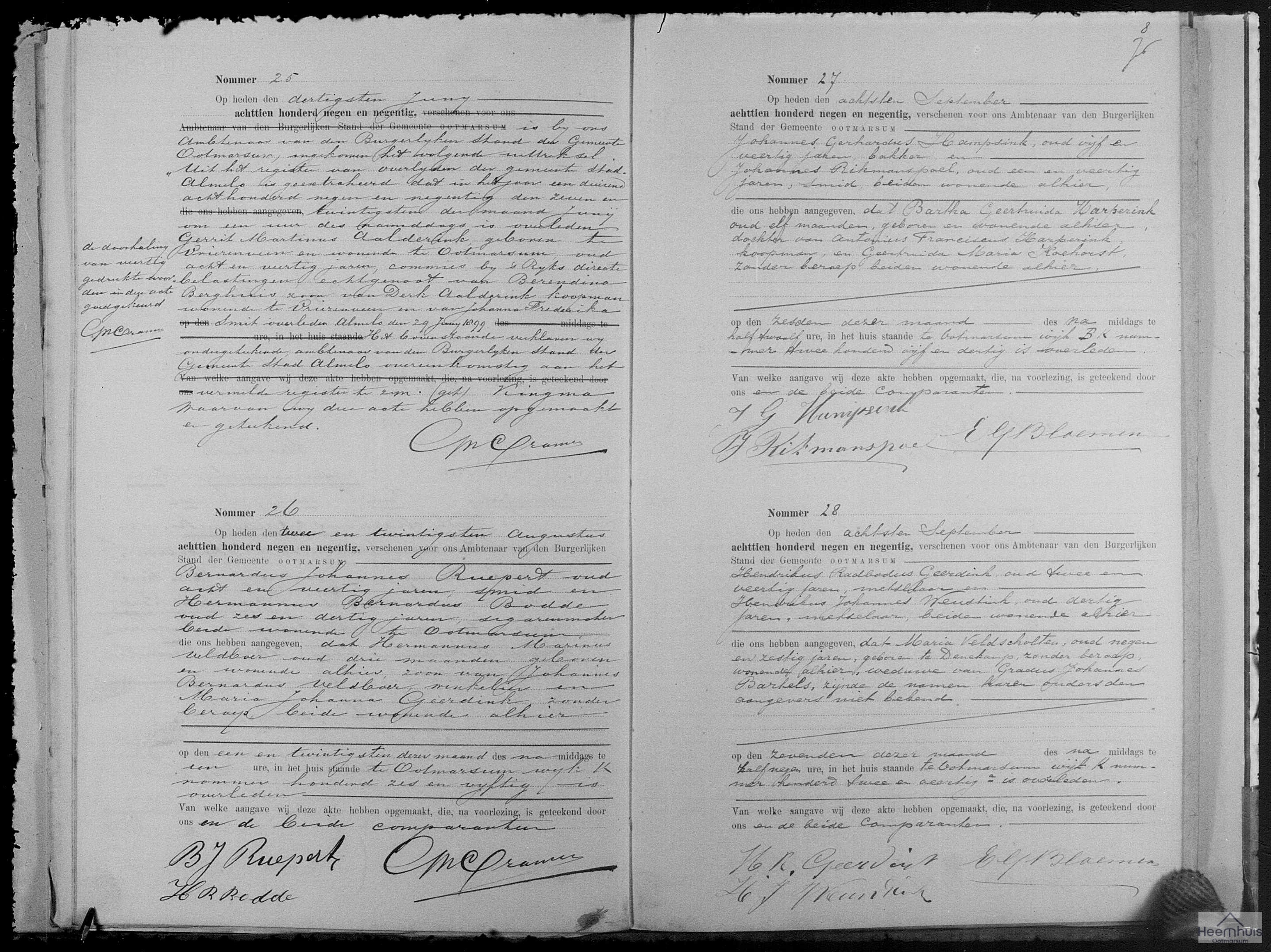 Overlijdensakte van Hermannus Marinus Veldboer Overlijdensakte van Hermannus Marinus Veldboer