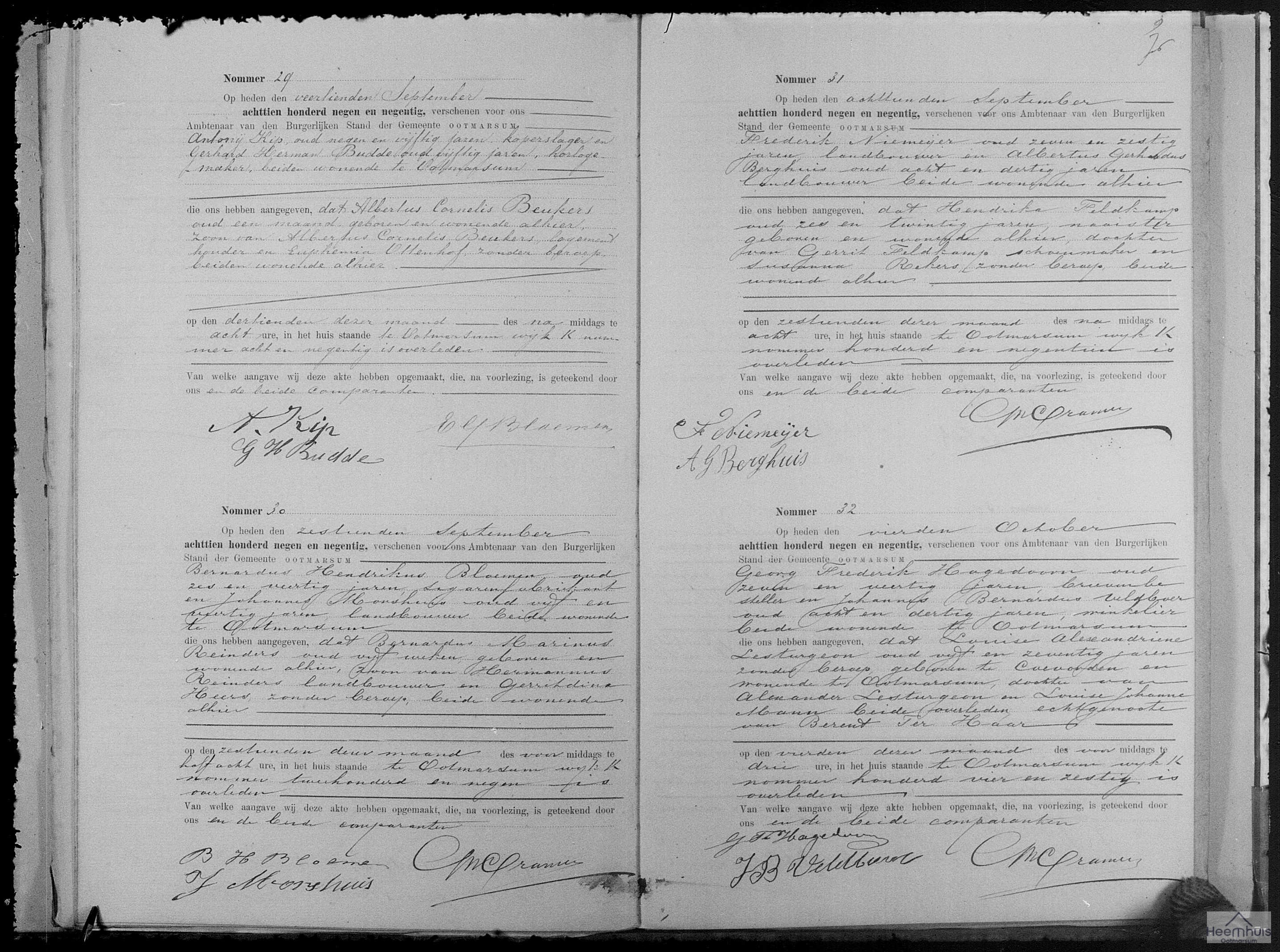 Overlijdensakte van Louise Alexandriene Lesturgeon