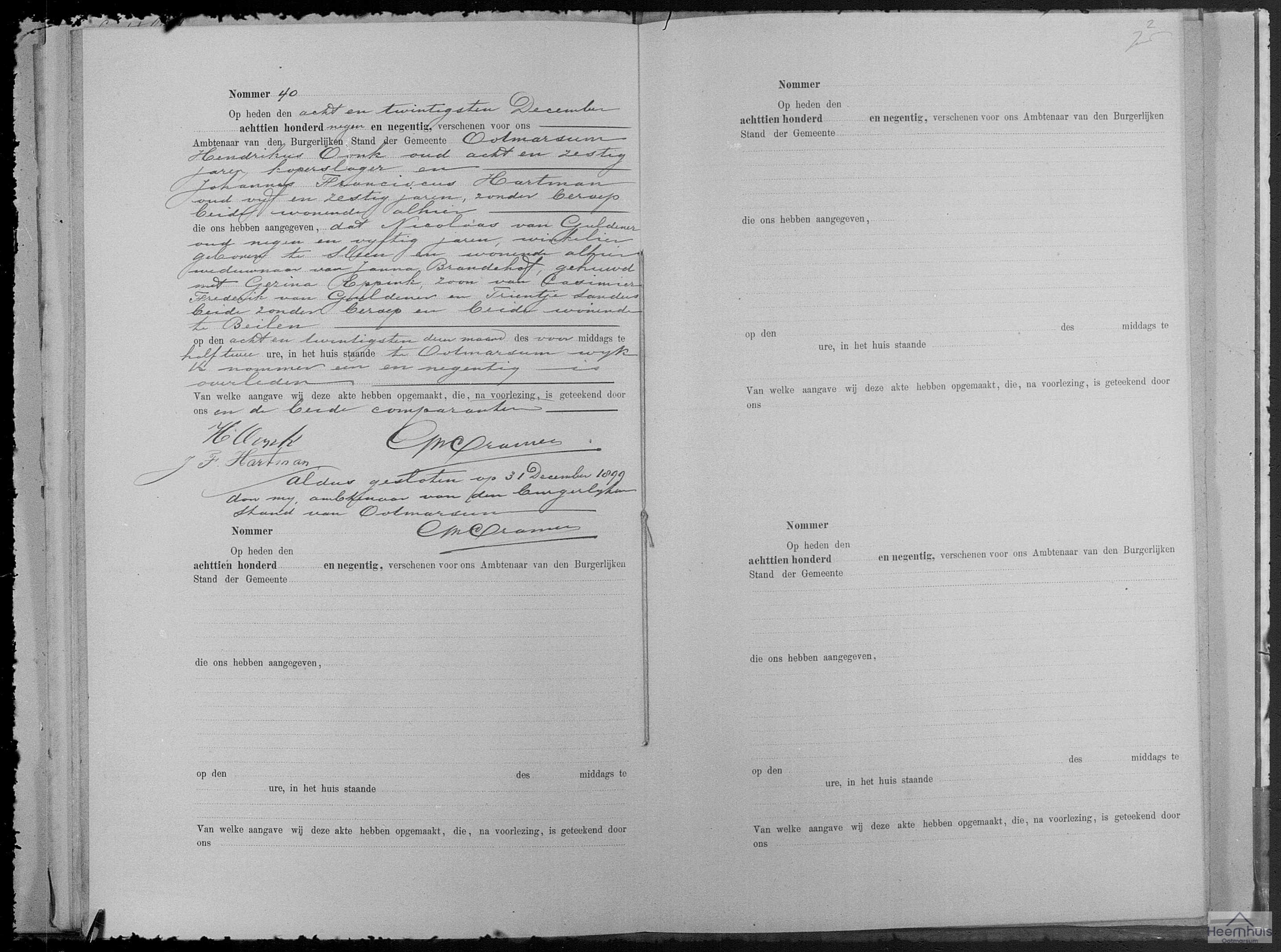 Overlijdensakte van Nicolaas van Guldener