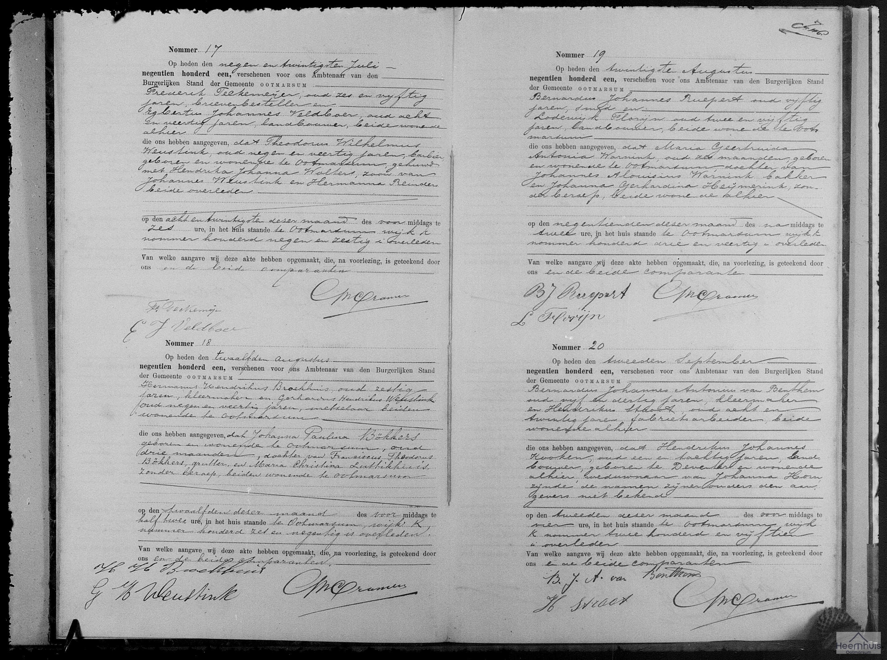 Overlijdensakte van Johanna Paulina Bökkers