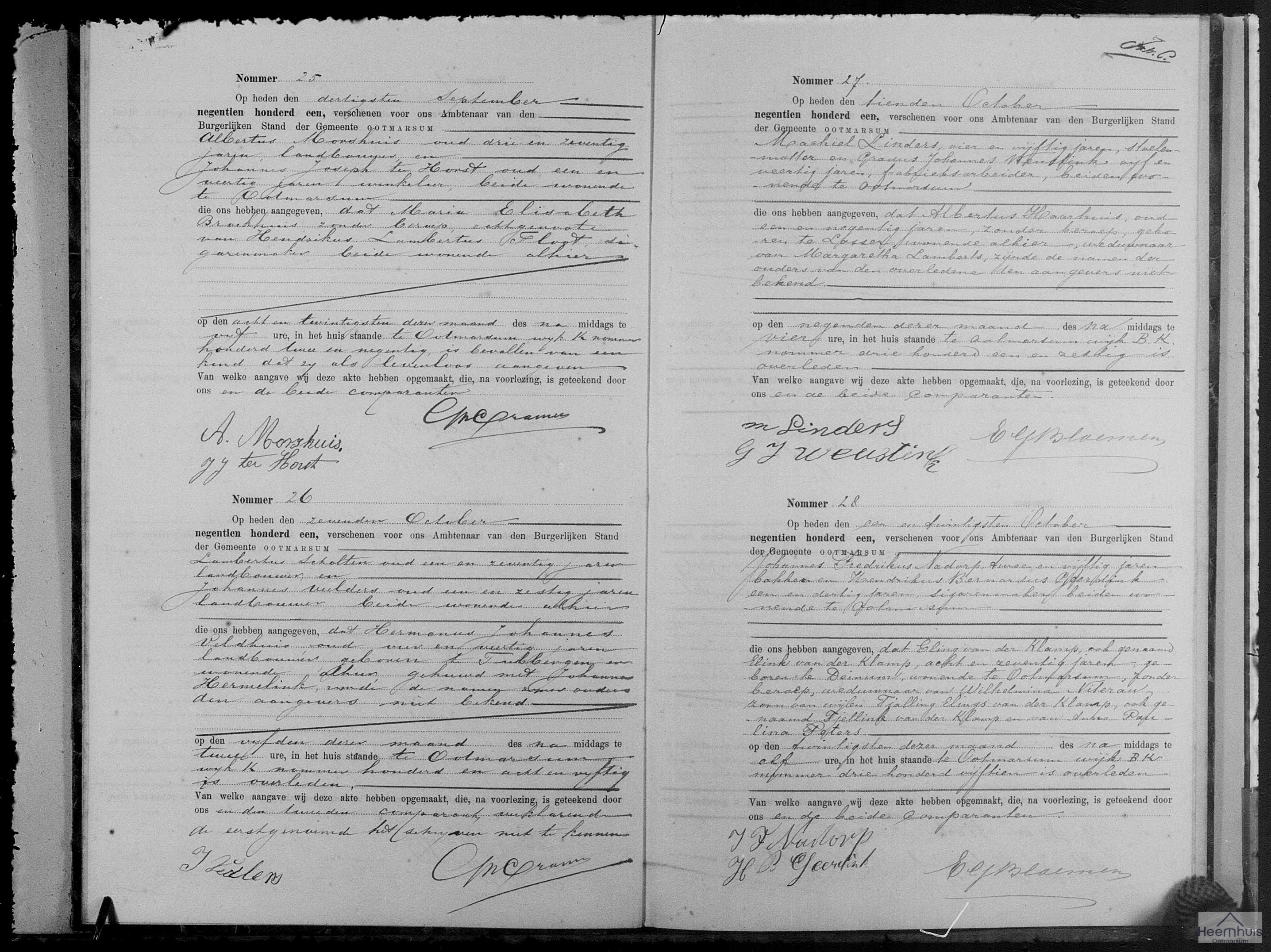 Overlijdensakte van Eling van der Klamp