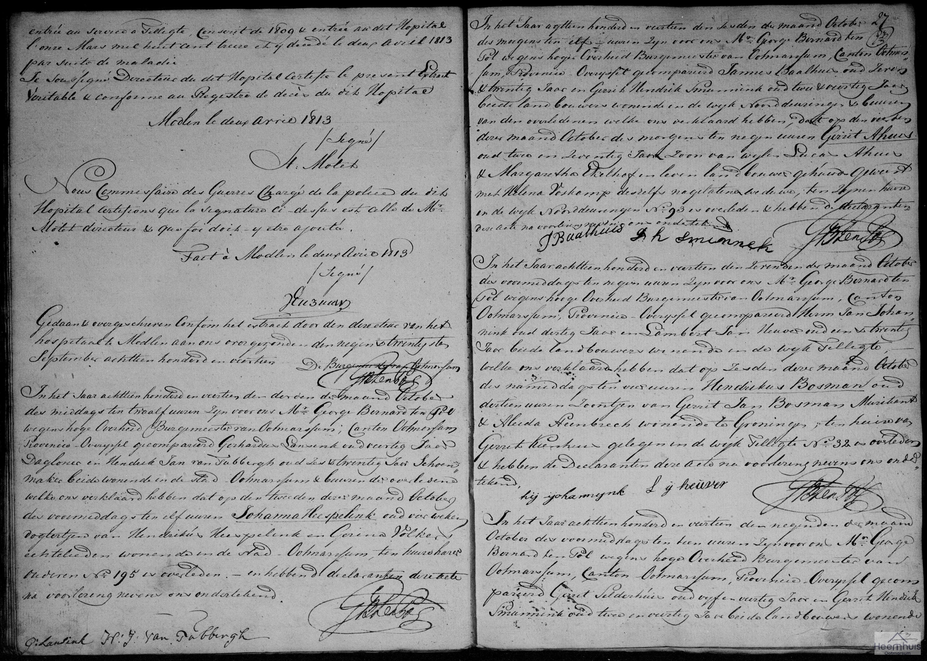 Overlijdensakte van Hendrikus Bosman