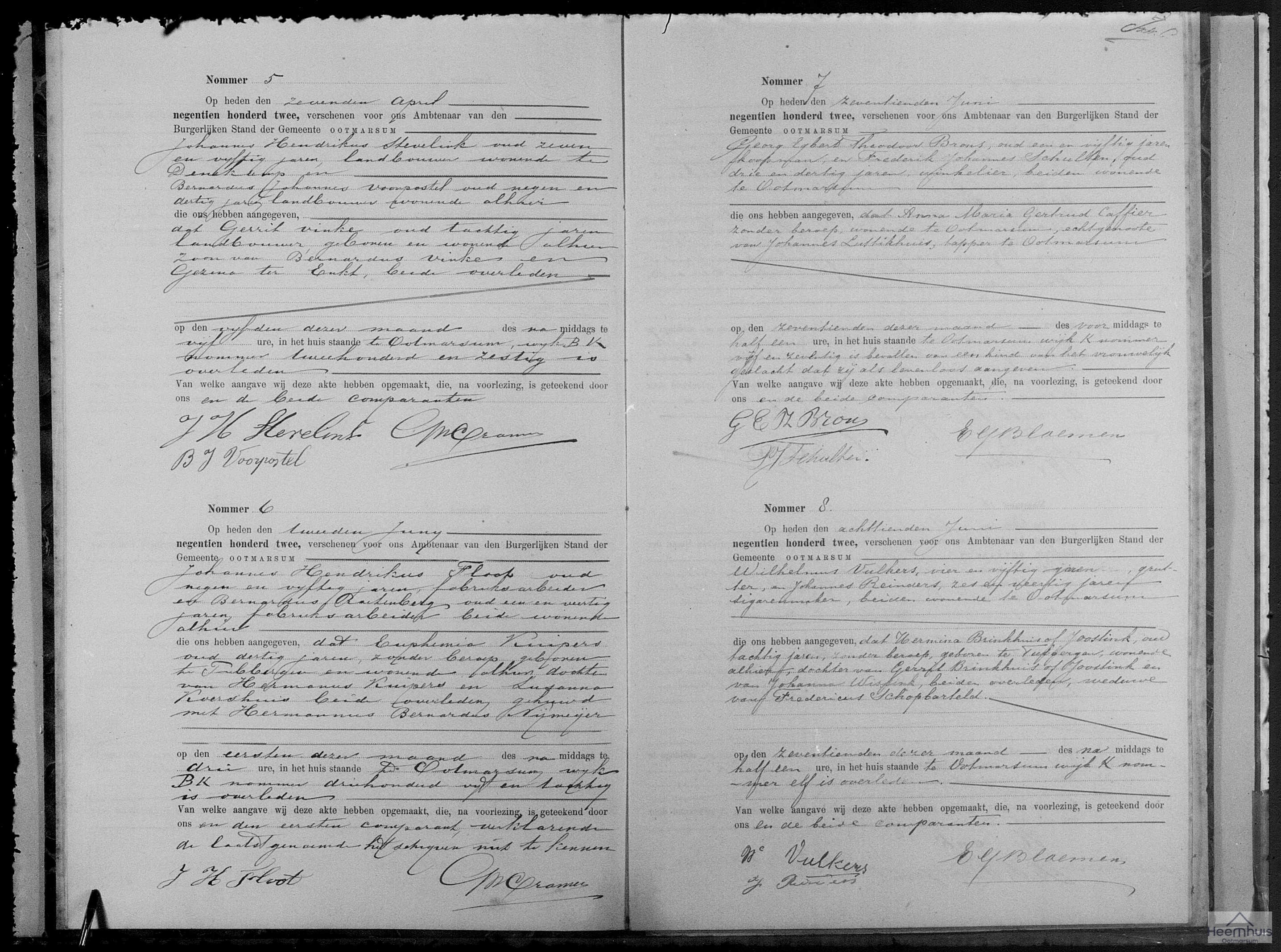 Overlijdensakte van Gerrit Vinke Overlijdensakte van Gerrit Vinke