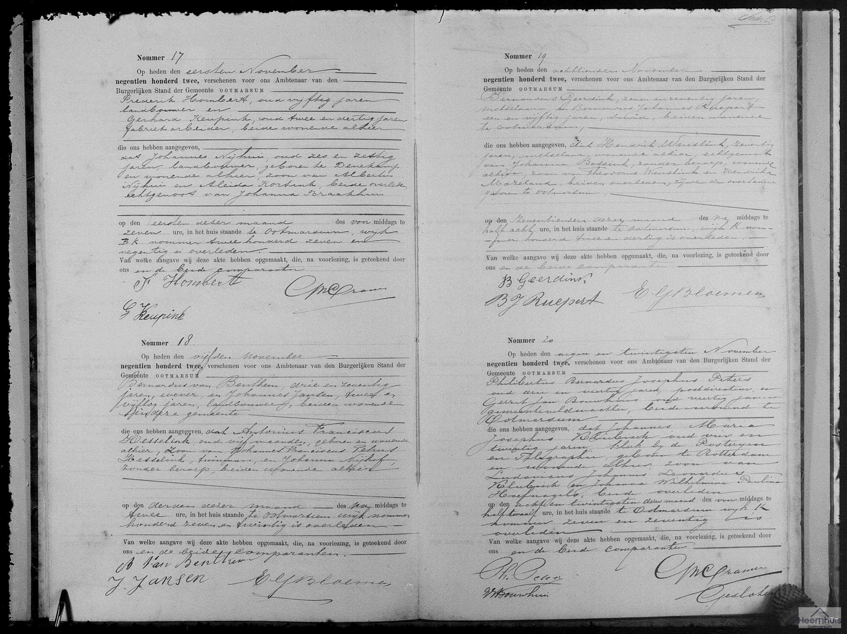 Overlijdensakte van Hendrik Weustink Overlijdensakte van Hendrik Weustink