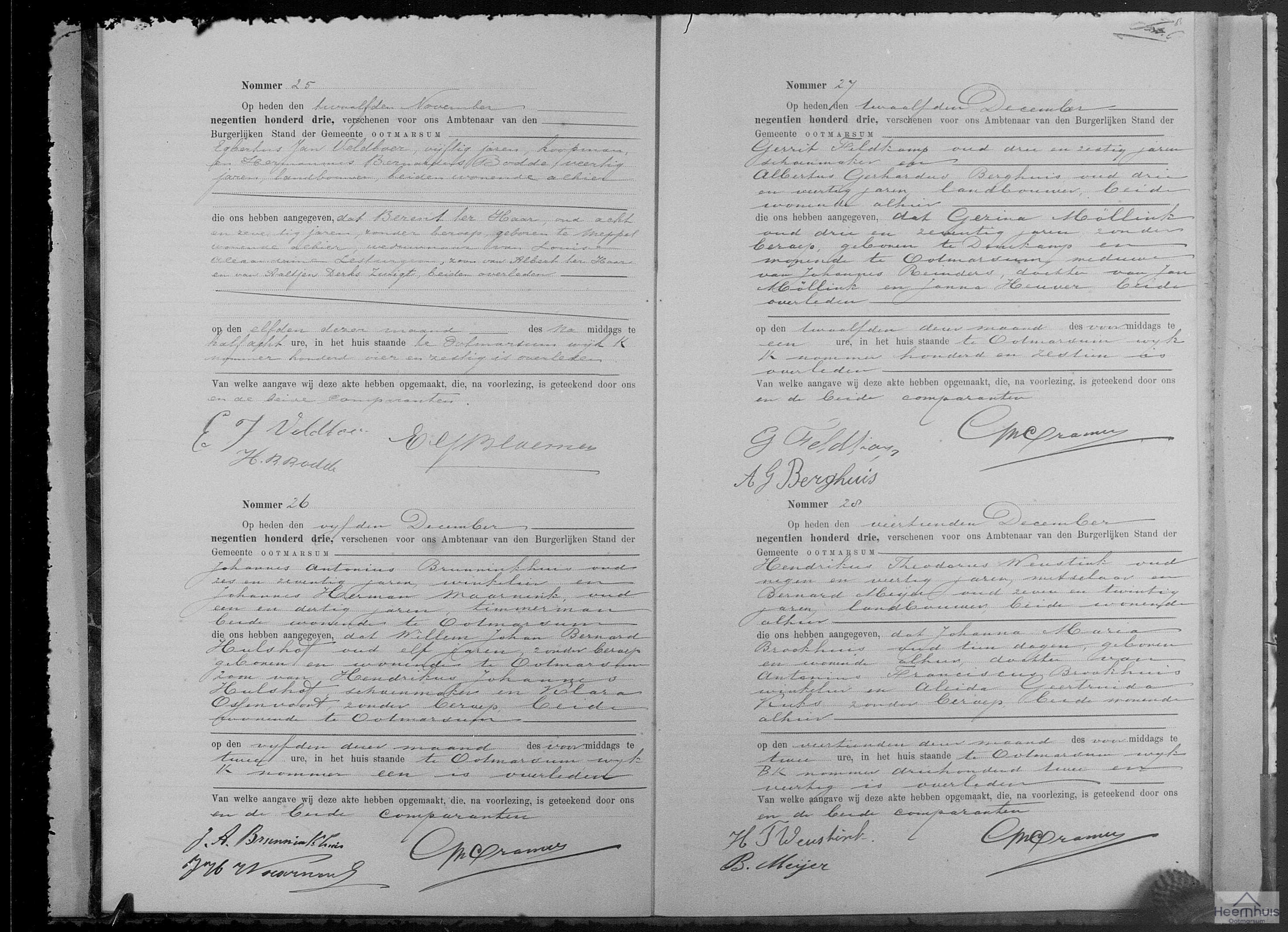 Overlijdensakte van Berent ter Haar Overlijdensakte van Berent ter Haar