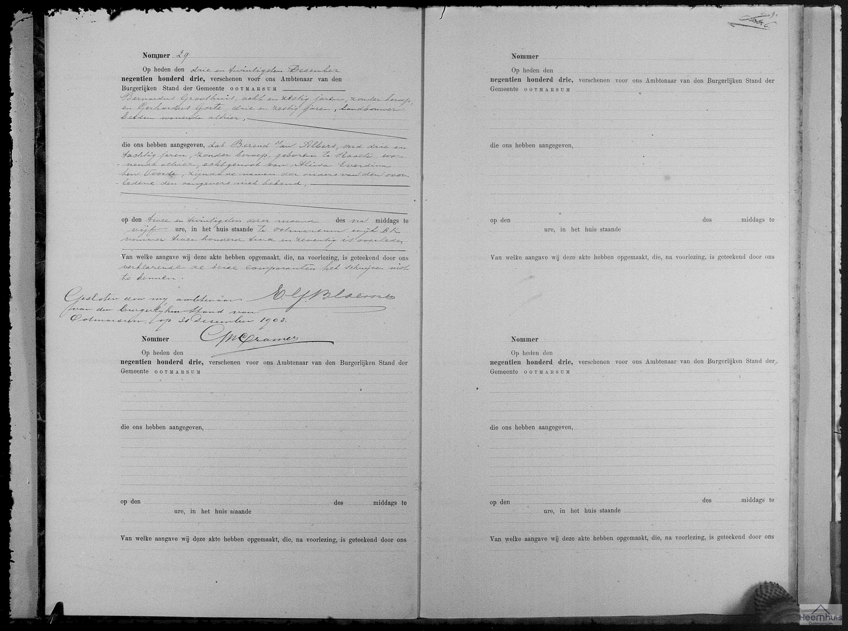 Overlijdensakte van Berend Jan Albers