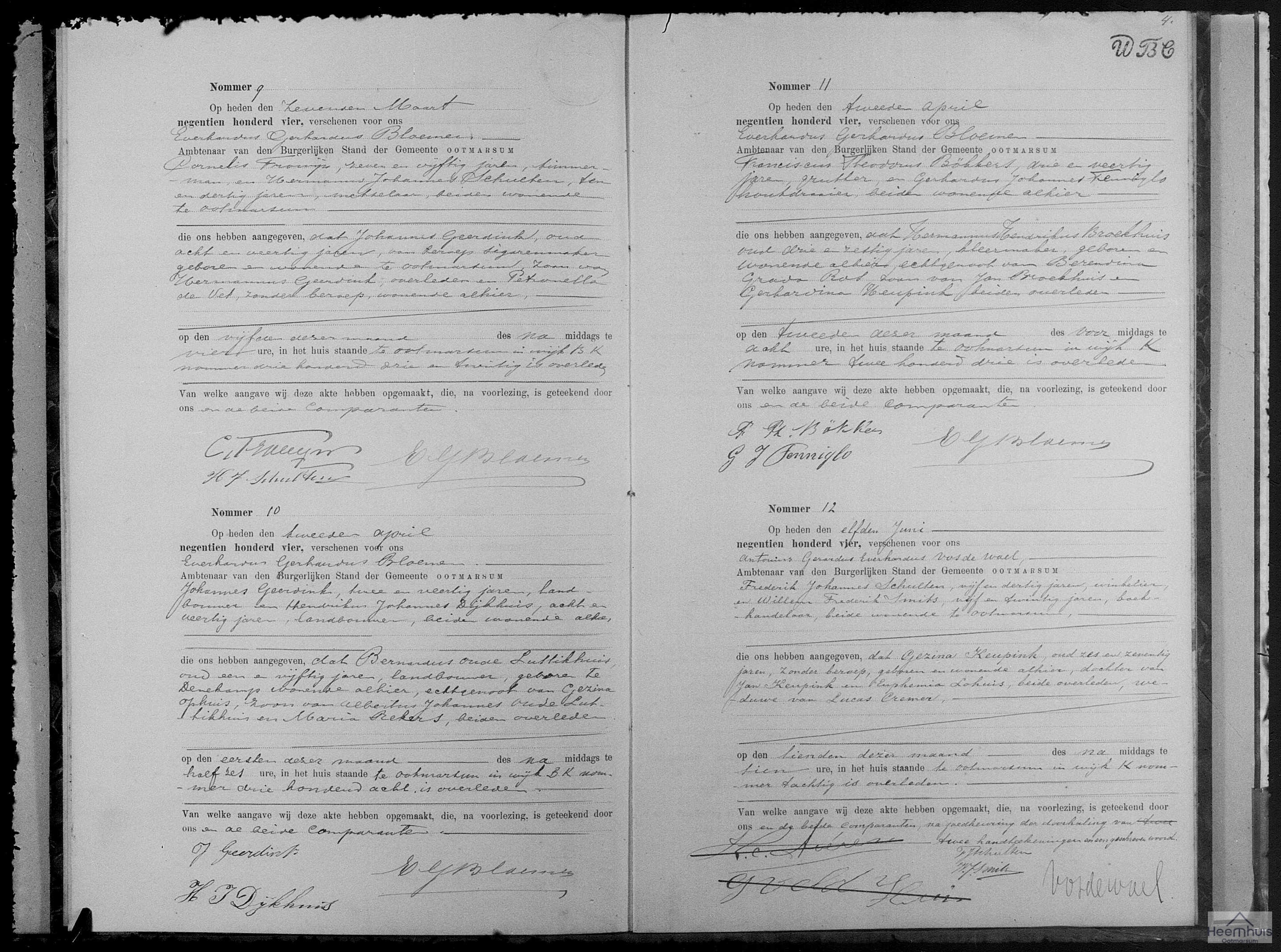 Overlijdensakte van Bernardus Oude Luttikhuis
