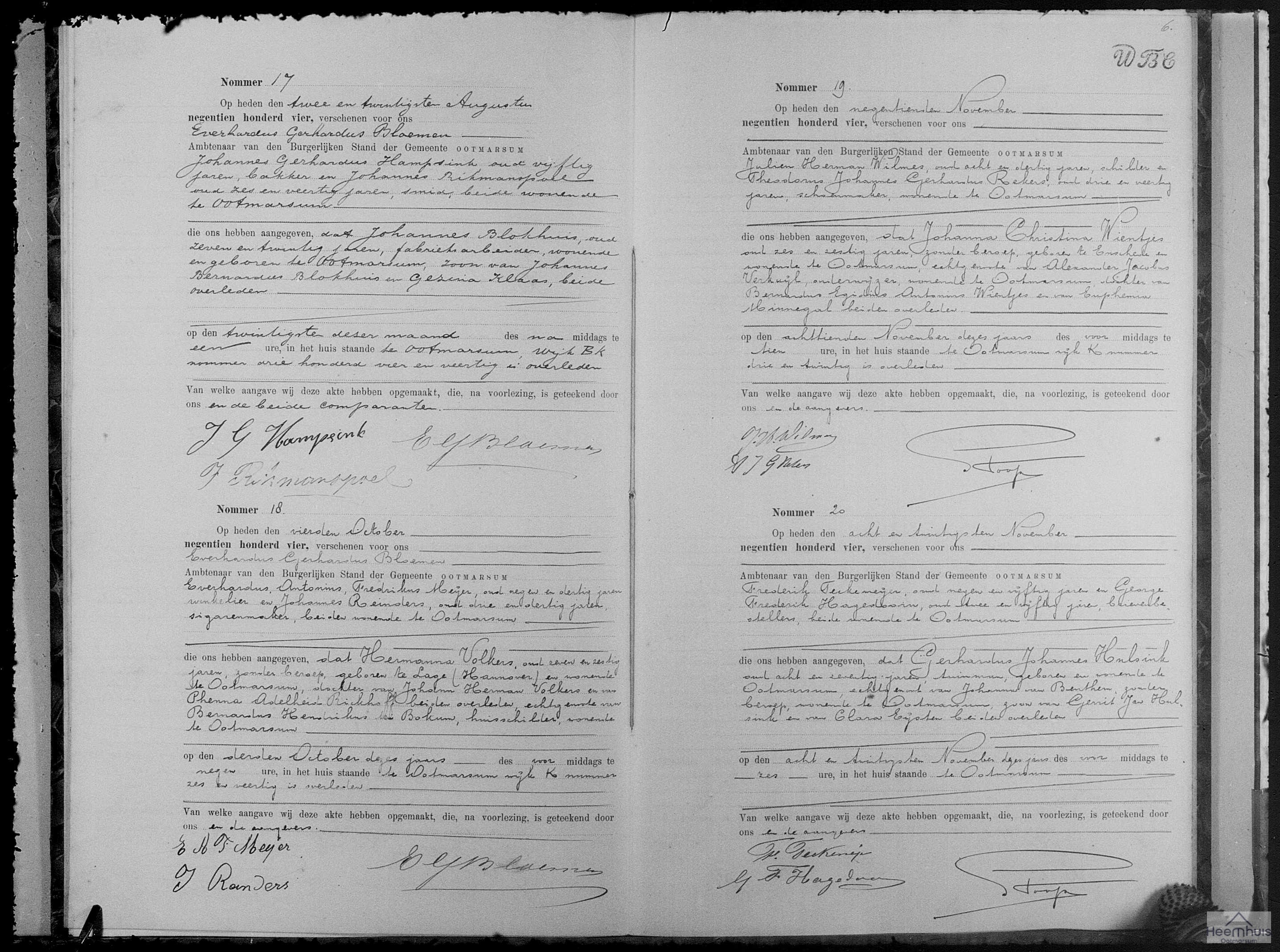 Overlijdensakte van Johanna Christina Wientjes