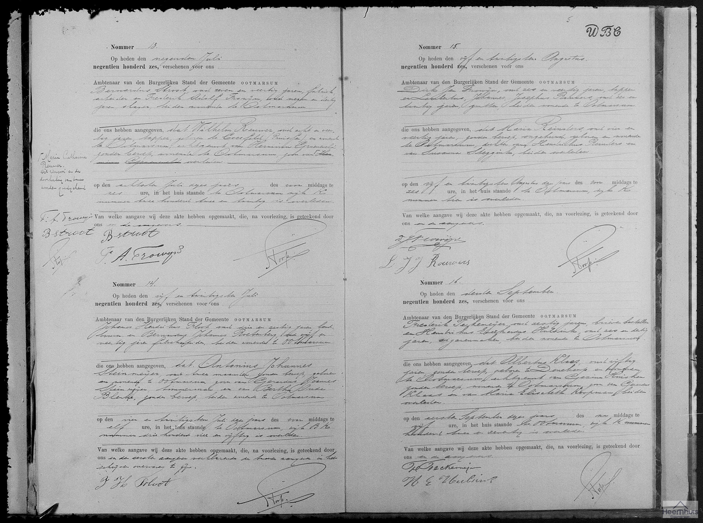 Overlijdensakte van Wilhelm Reuwer Overlijdensakte van Wilhelm Reuwer