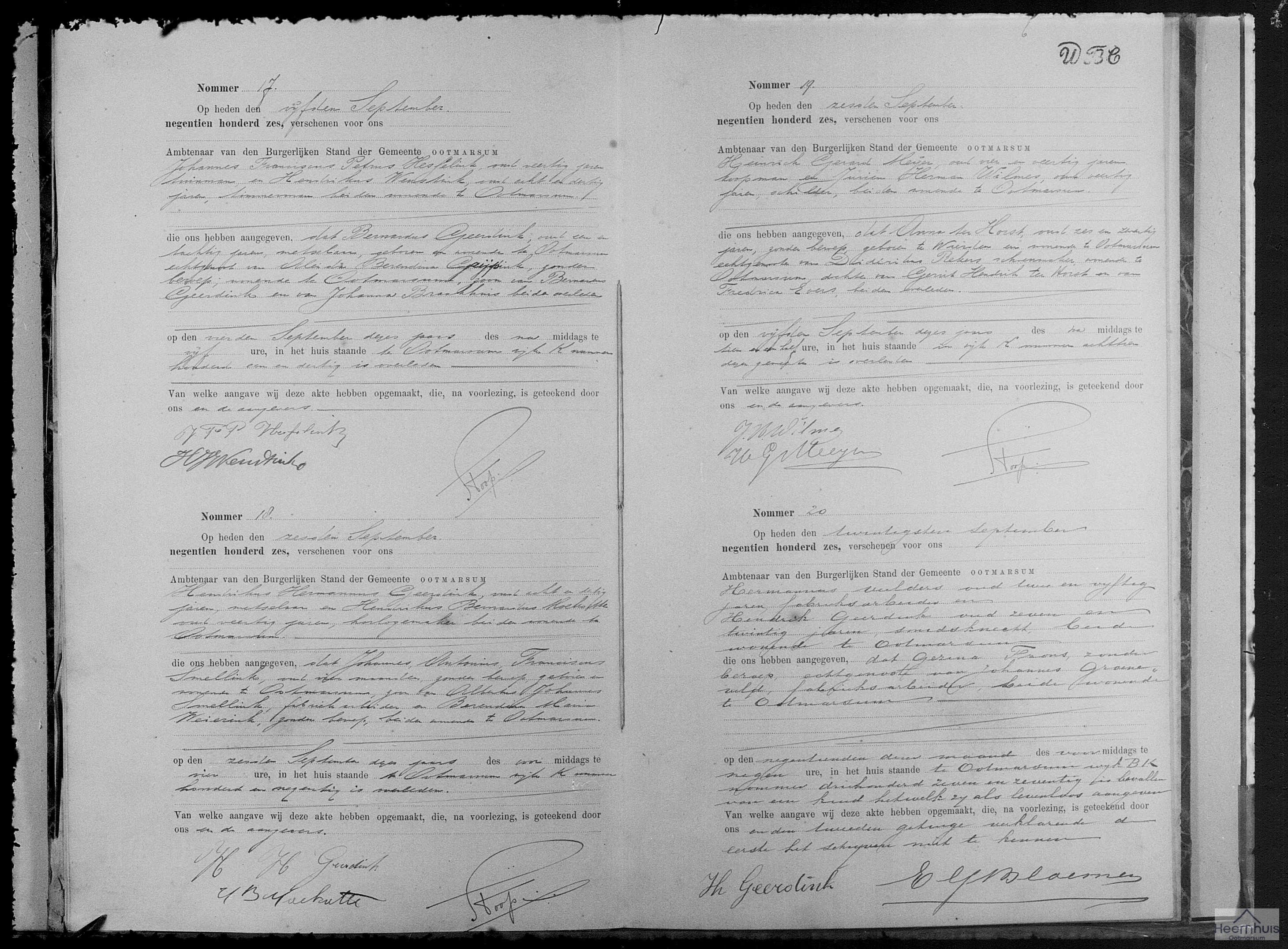 Overlijdensakte van Bernardus Geerdink