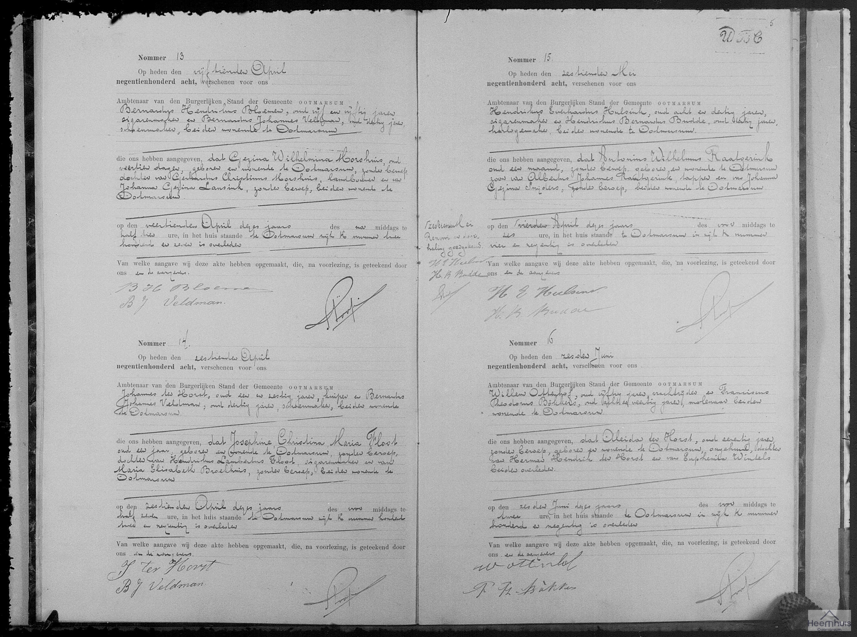 Overlijdensakte van Aleida ter Horst