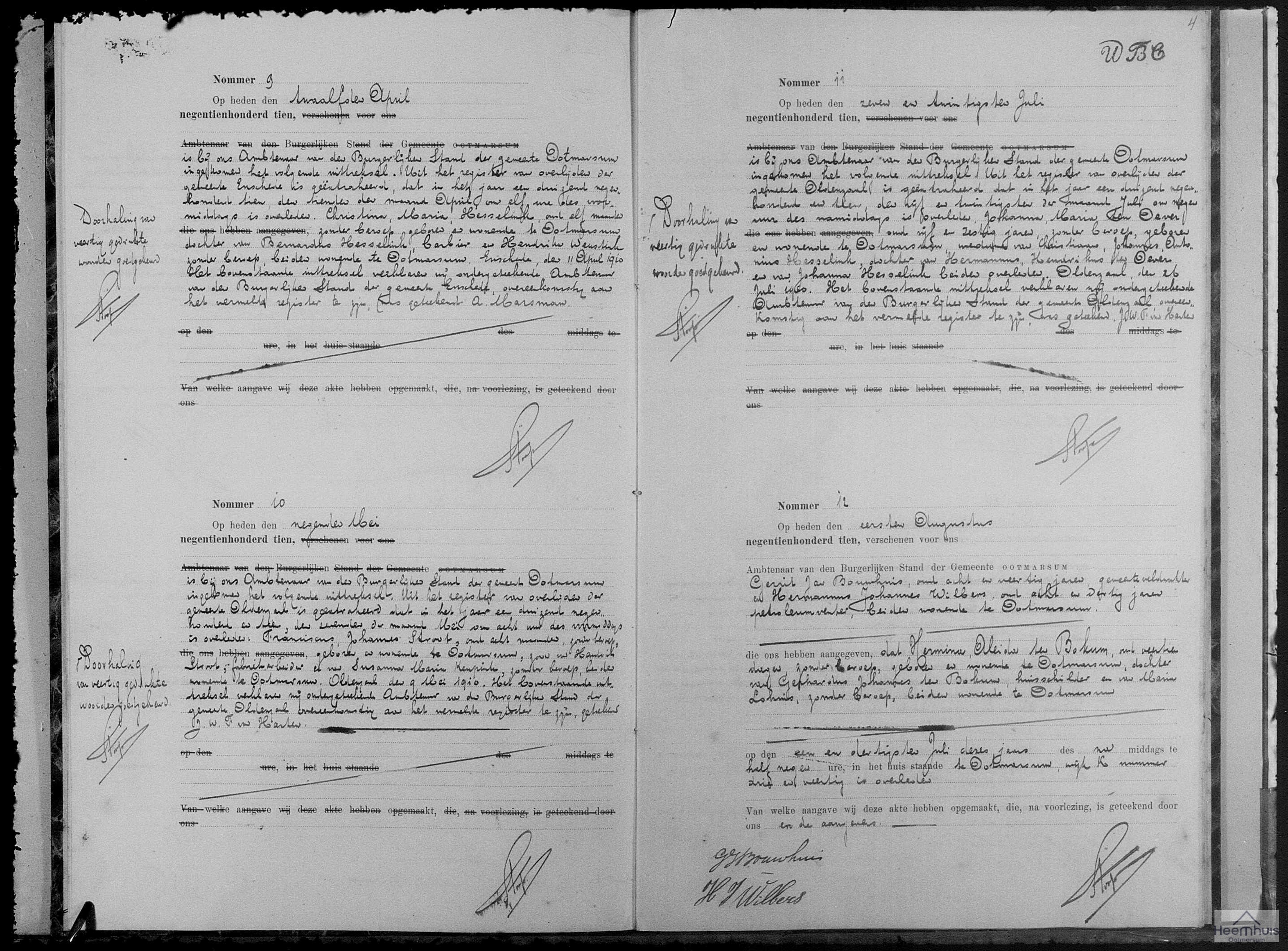 Overlijdensakte van Hermina Aleida ten Bokum