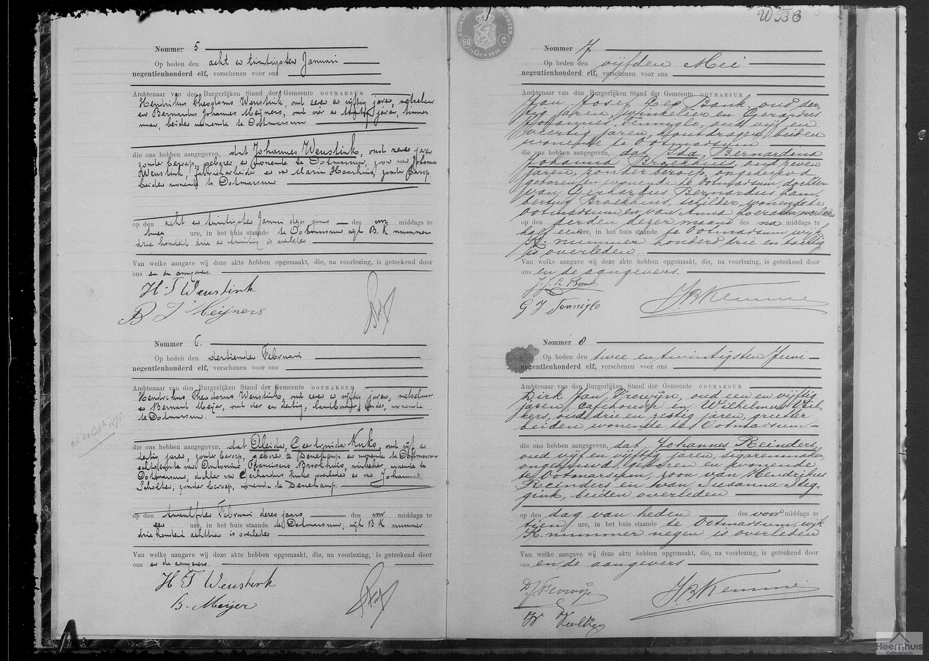 Overlijdensakte van Johannes Reinders