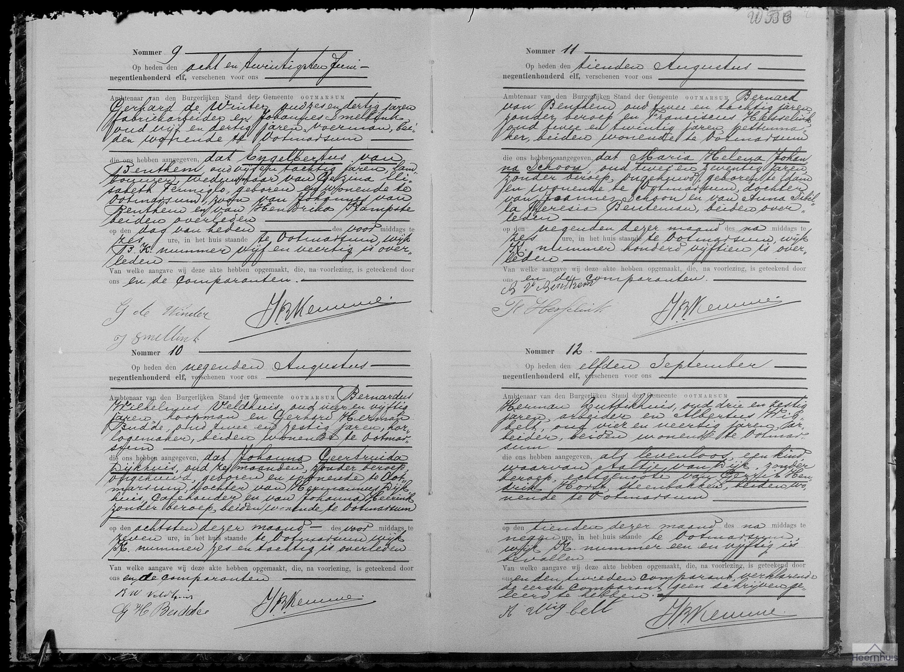 Overlijdensakte van Engelbertus van Benthem Overlijdensakte van Engelbertus van Benthem