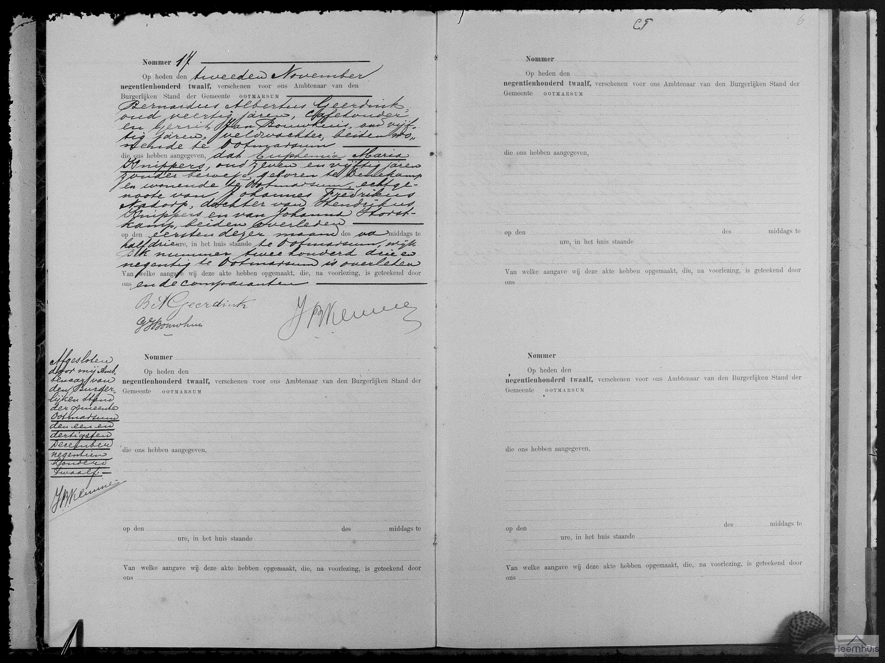 Overlijdensakte van Euphemia Maria Knippers