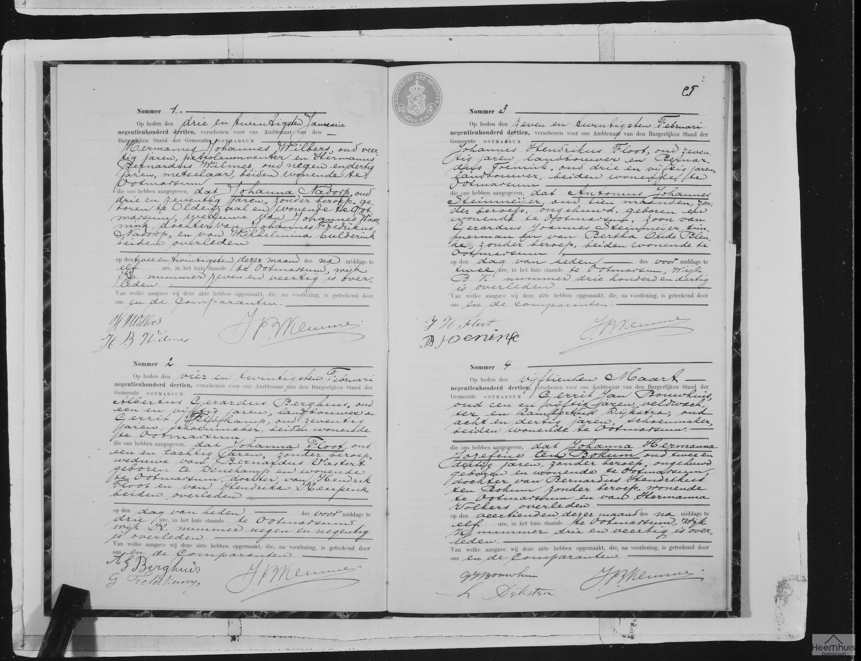 Overlijdensakte van Antonius Johannes Steinmeijer