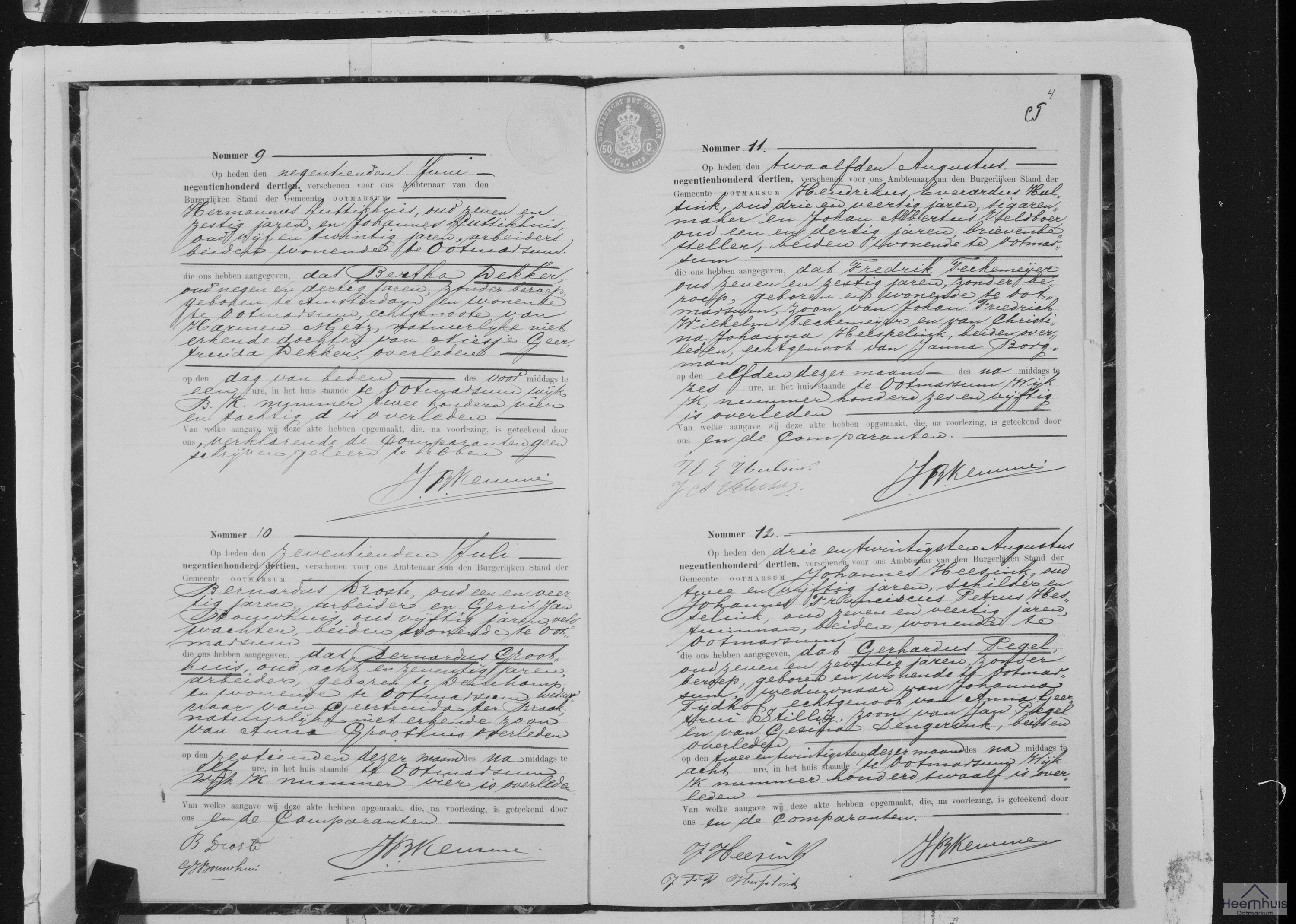 Overlijdensakte van Fredrik Teckemeijer