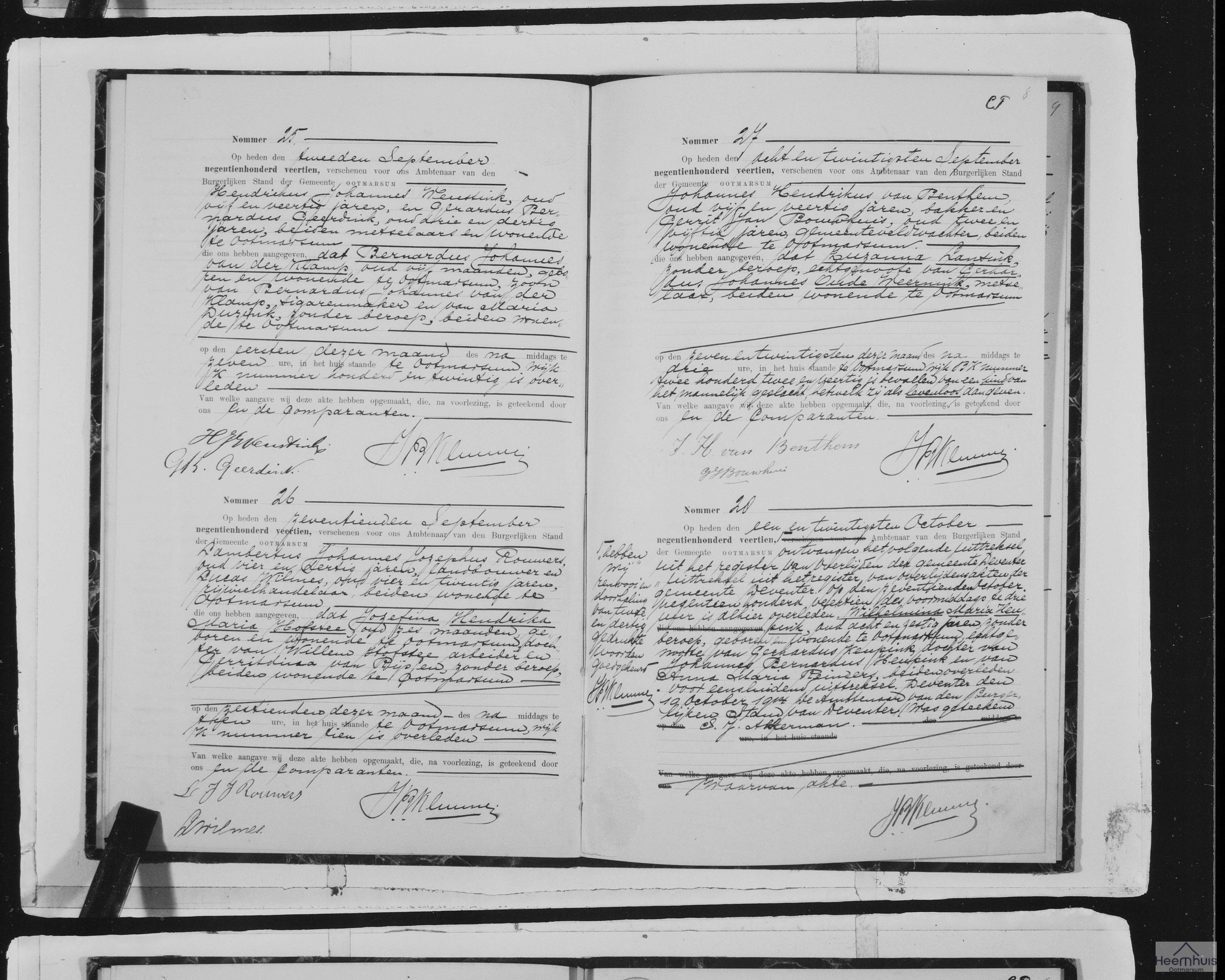 Overlijdensakte van Bernardus Johannes van der Klamp